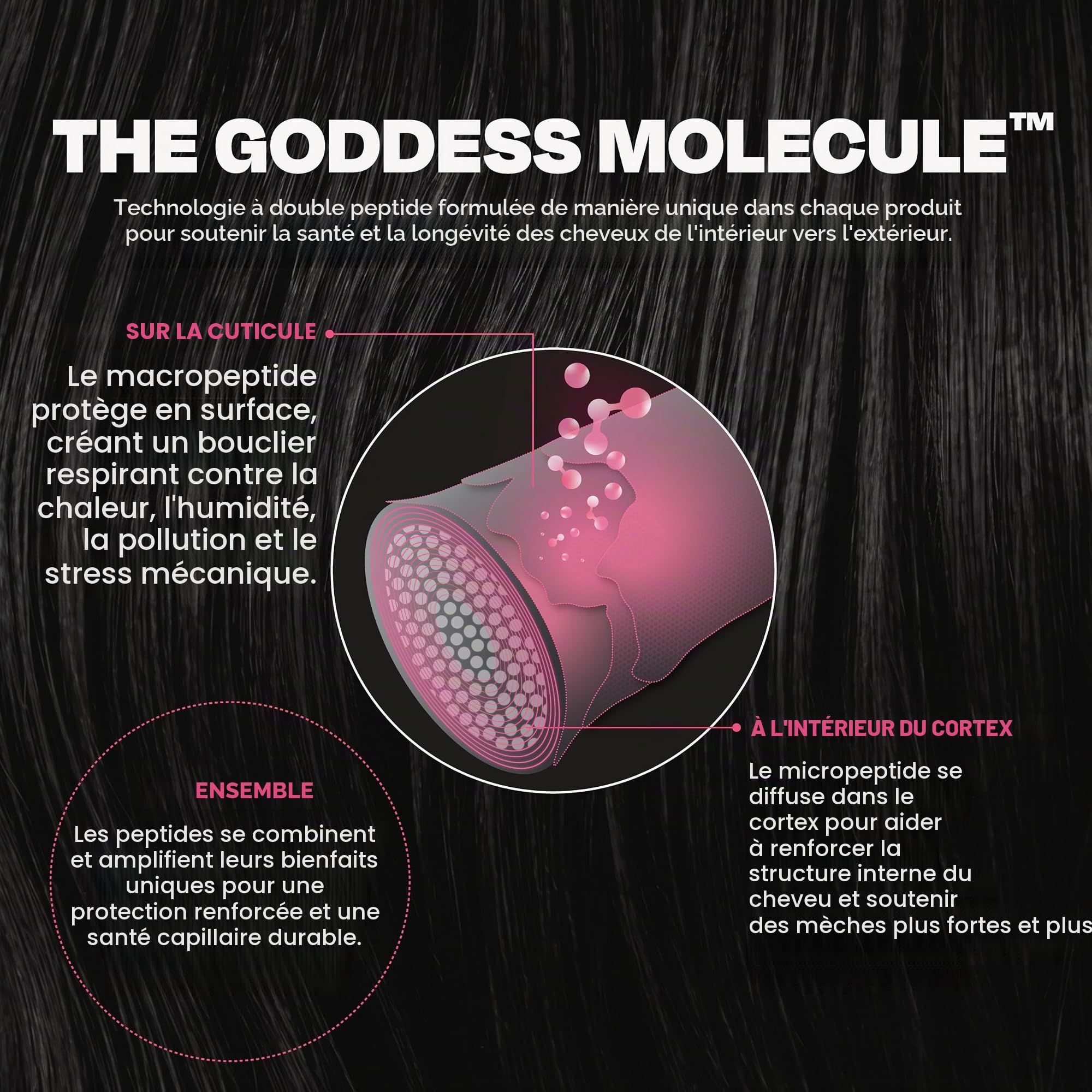 Masque capillaire sans rinçage pour cheveux abîmés (50 ml) – protection thermique BioTech jusqu’à 230°C avec molécule Goddess – soin reconstructeur effet blowout à base de protéines – Anti-frisottis