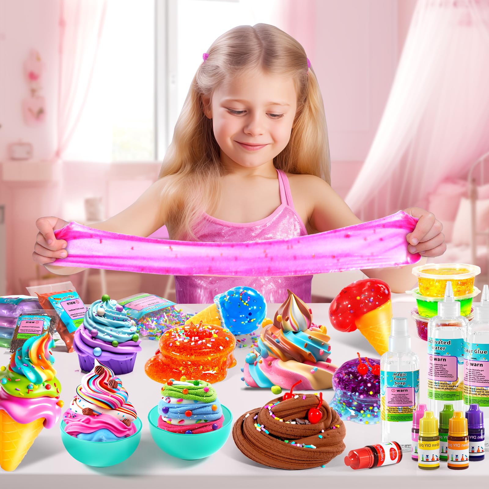PEADUCK Making Kit Ice Cream for Girls, DIY Arts and Crafts Supplies, Molding Clay with Sculpting Tools, Stuffers for Kids Boys Girls 4 5 6 7 8 9 10 11 12 Years Old, Fun Birthday Gifts for Girls 8-12