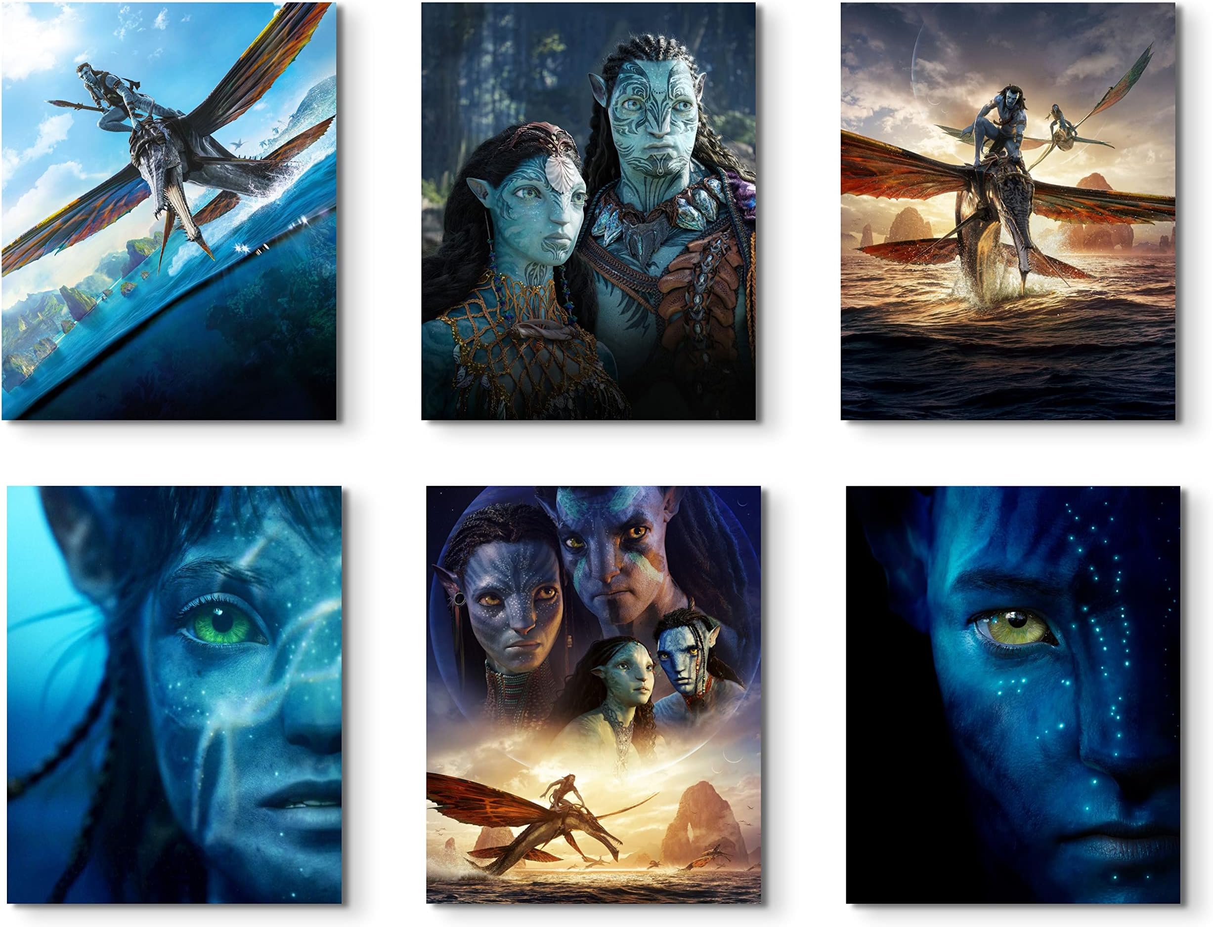 Avatar: The Way of Water 2022 - Set of 6 Promo Movie Poster Prints, (8x10s) Pandora wall art decor of Jake Sully, Neytiri, Kiri, Tonowari, Ronal