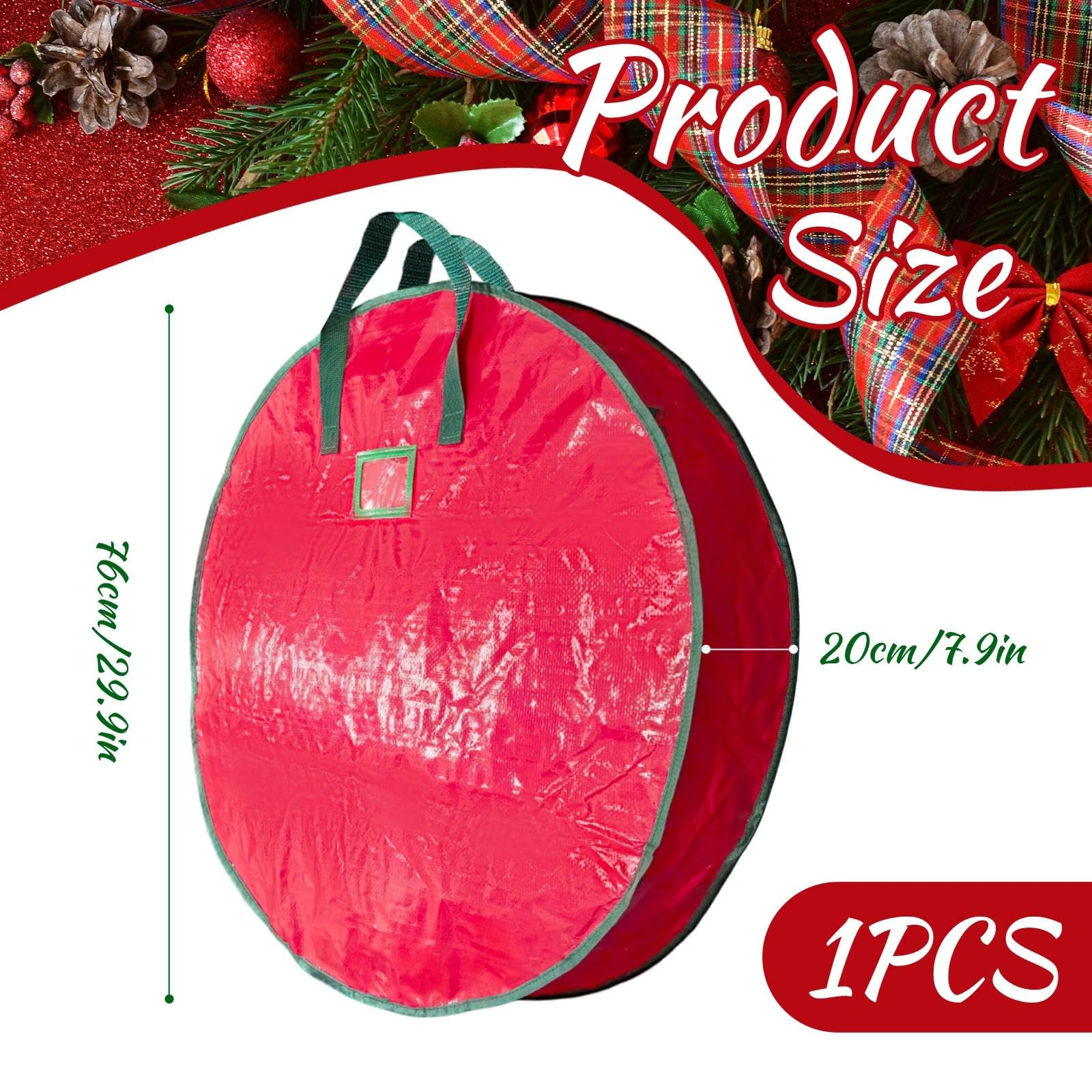 Torba na wieniec bożonarodzeniowy, torba do przechowywania girland, świąteczne wieńce na wieniec adwentowy, ozdoby świąteczne (czerwone cale-76 cm)