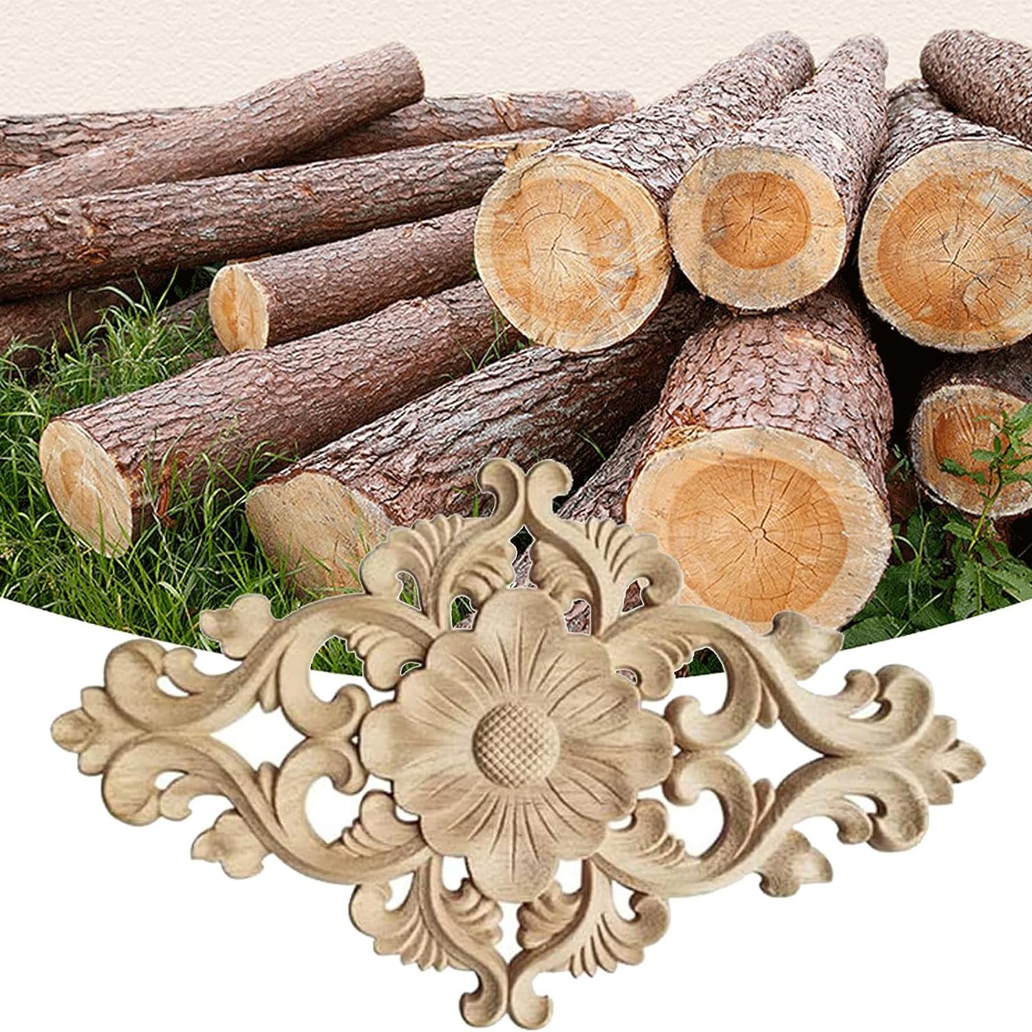2 Décalcomanies Sculptées Bois Caoutchouc 15x10.5cm - Décoration Meuble Style Européen