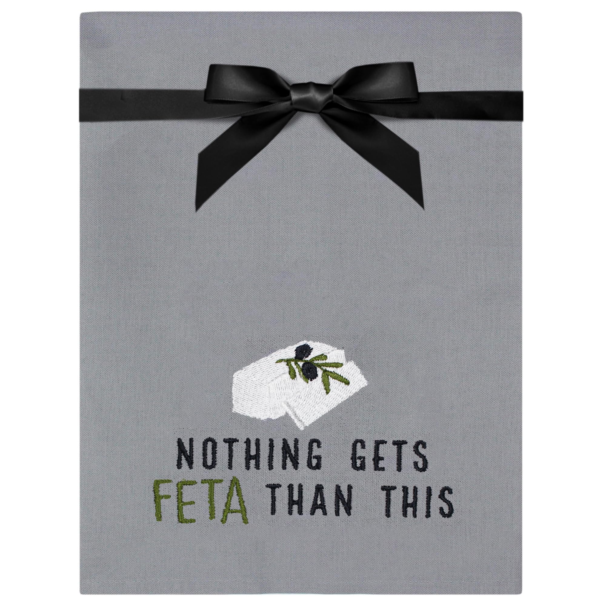 TeddyT's Funny Pun Cheese Lover Tea Towel Gift (Nothing Gets Feta Than This) โ image 1