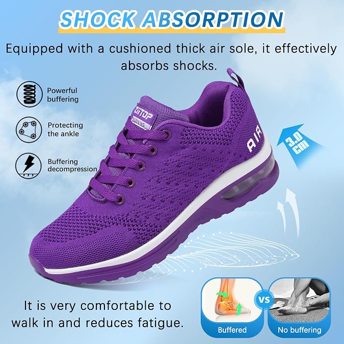 Running Shoes Womens Trainers Walking Shoes Air Cushion Athletic Sneakers Ladies Breathable Mesh Sport Shoes Lightweight Non Slip Tennis Shoes Workout Casual Gym Jogging Shoes