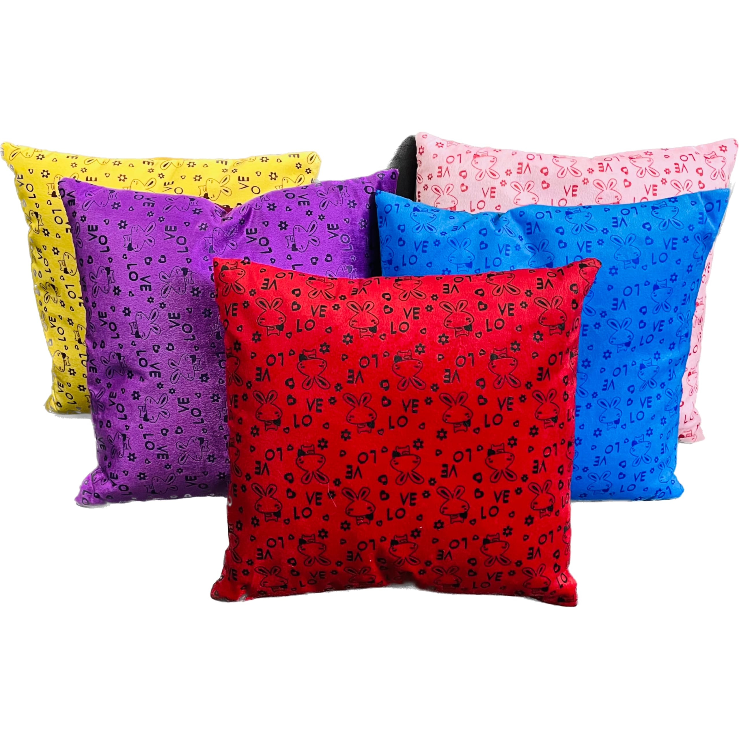 BALLEY Digital Print Exclusive Decorative, Cushion Covers for Living Room, Bed Room, Sofa,Chairs Pack/Set of 5,Size- 16 inches X 16 inches (40 cm X 40 cm) (Loves Print)-image-5