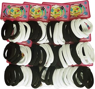 Kit 72 Elásticos Xuxinha Preto e Branco Para Cabelo