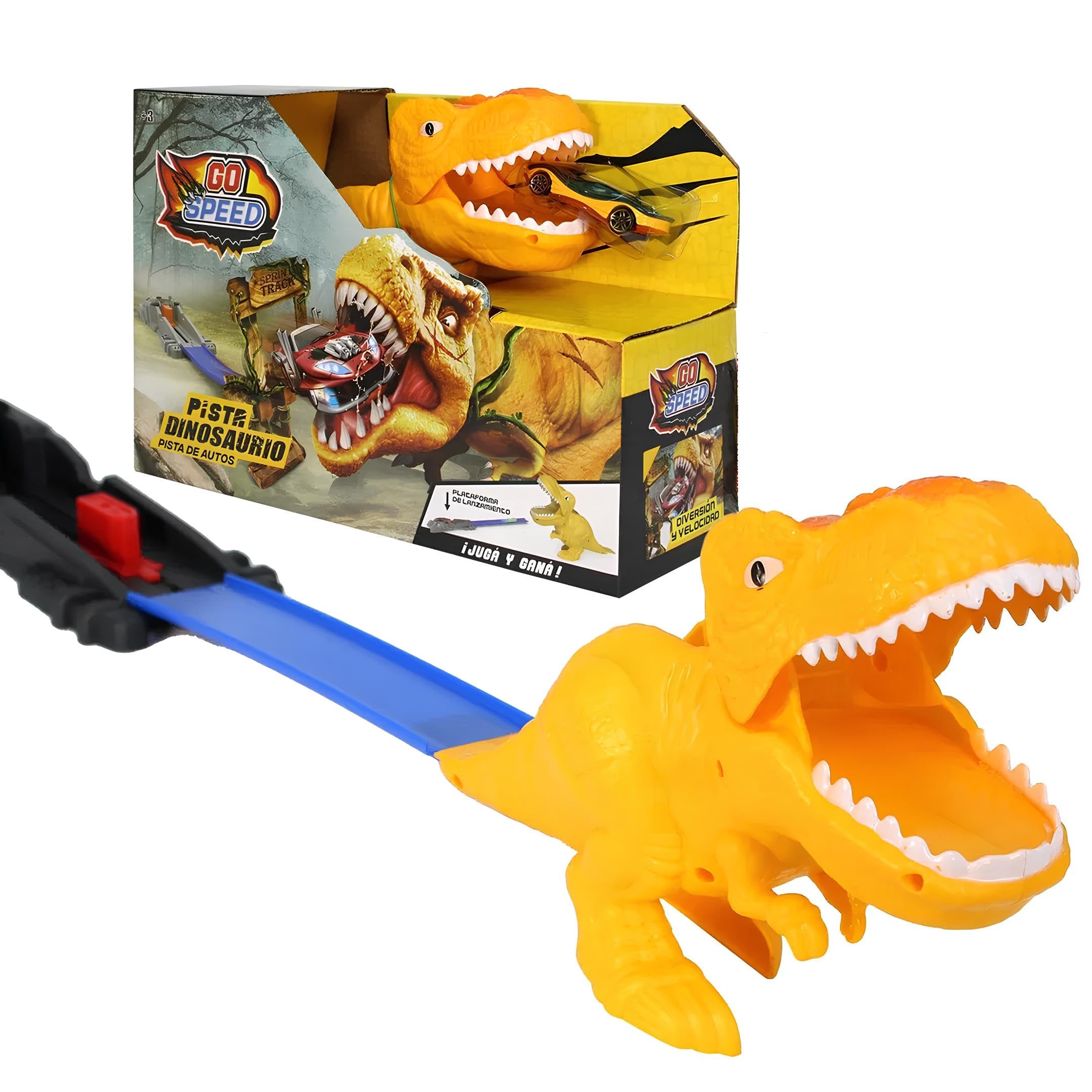 Tyrannosaurus T-Rex Acrobatic Dinosaur Track with Launcher and Metal Car Track Cars Flexible Death Jump Track Dual Function Challenge the Dinosaur Jurassic Loop Track - Image 2