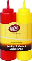 TableCraft Nostalgia Ketchup & Mustard Dispenser Set, 12oz Red/Yellow Squeeze Bottles - Classic Restaurant Style