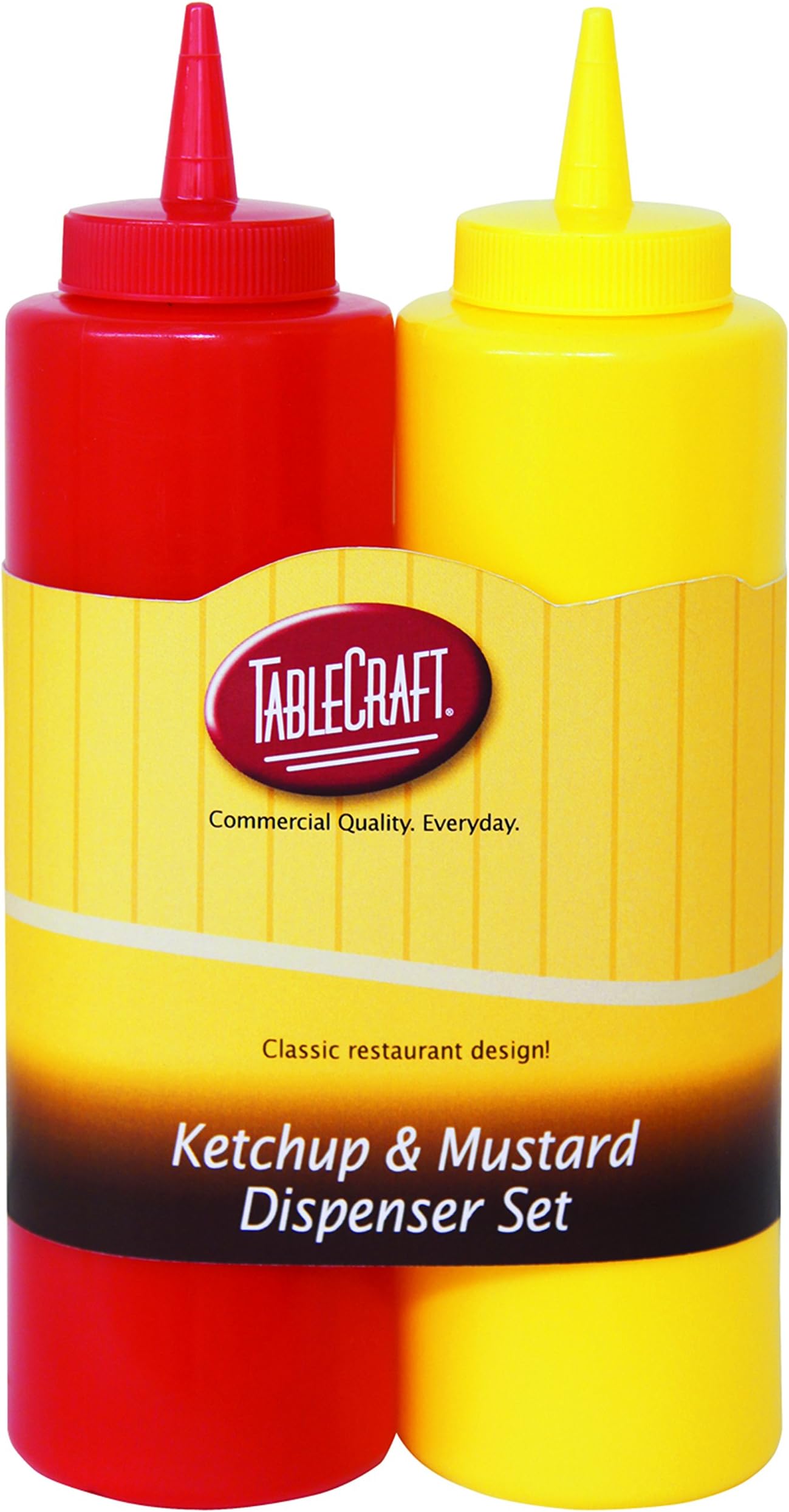 TableCraft Nostalgia 2-Piece Ketchup and Mustard Dispenser Set, 12-Ounce, Red/Yellow