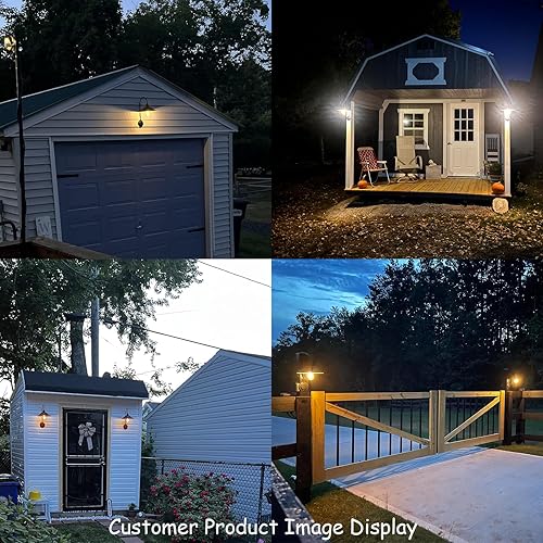 Miniatura 8 de Luces solares de granero, 2 lámparas de pared impermeables, luces de montaje en pared con cuello de cisne de metal rústico vintage con interior