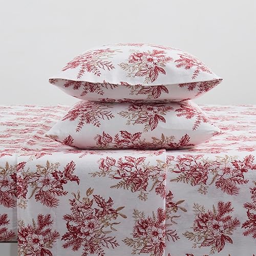 Tahari Home - Sábanas Queen, ropa de cama de franela de algodón de 4 piezas con fundas de almohada a juego, decoración de habitación suave y