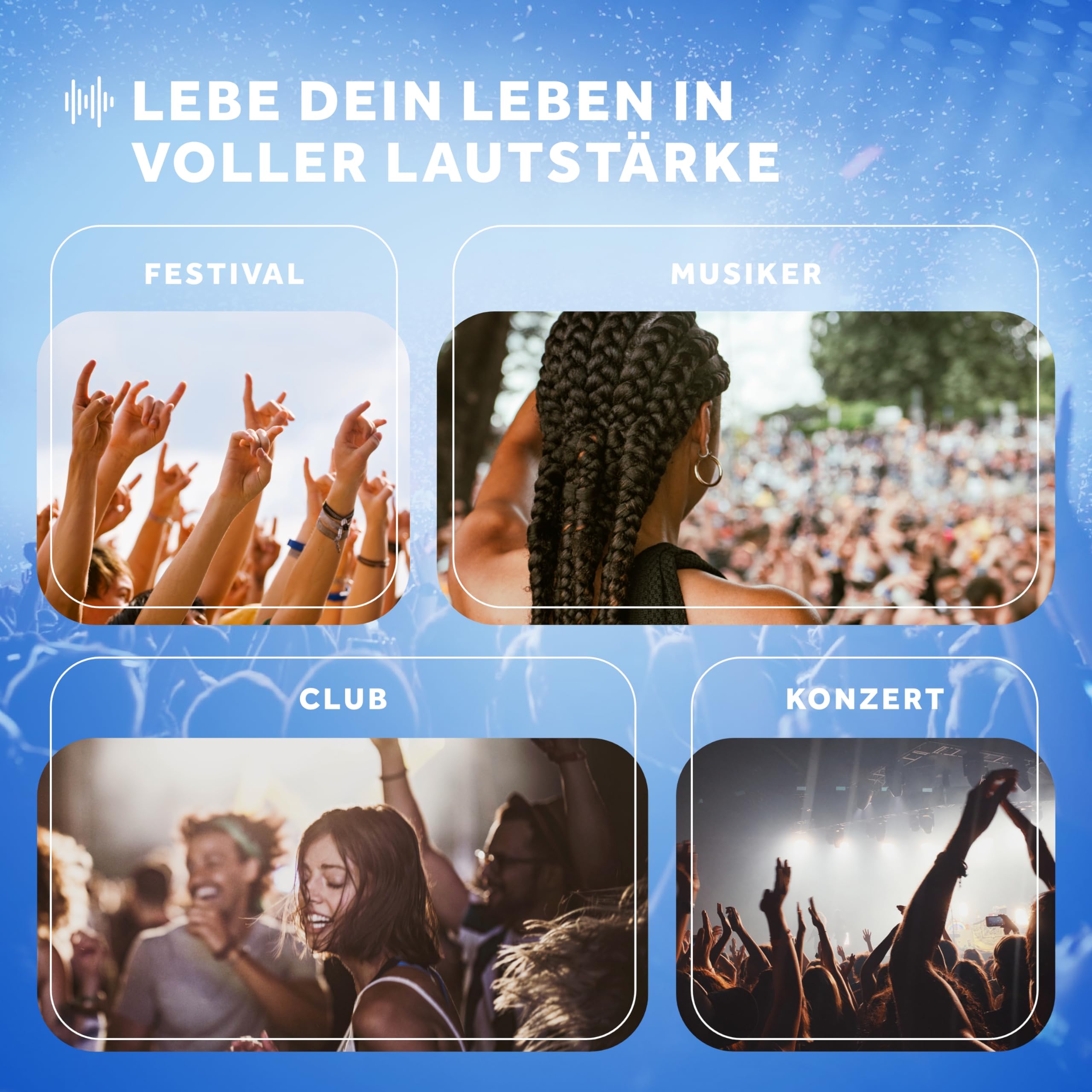 SCHALLWERK ® Music+ | Unauffällige Gehörschutz Ohrstöpsel – dämpfen Lärm & erhalten Tonqualität – Ohrenstöpsel transparent - Earplugs geeignet für Musik, Festival, Arbeit & Lernen