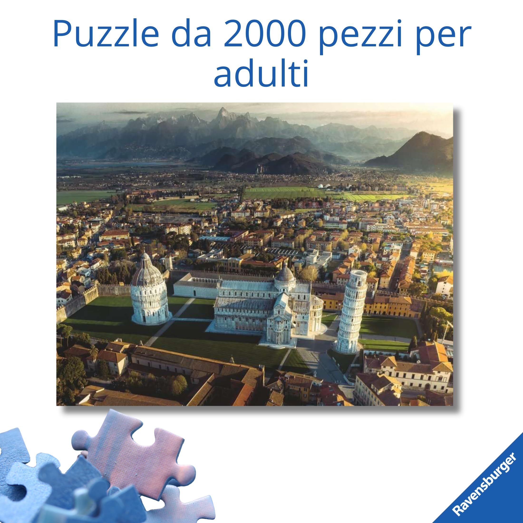 Ravensburger - Puzzle 2000 Pezzi Pisa E I Monti Pisani | Puzzle 2000 Pezzi | Rompicapo Adulti E Bambini dai 14 Anni in su | Regalo per Bambini E Adulti | Misure 98x75cm | Tecnologia Soft-Click