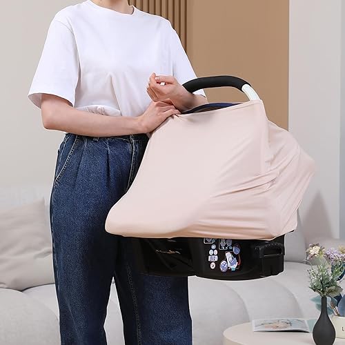 Miniatura 2 de Funda de asiento de automóvil transpirable para bebés, funda de lactancia de rayón suave multiusos para lactancia, toldo de asiento de automóvil de