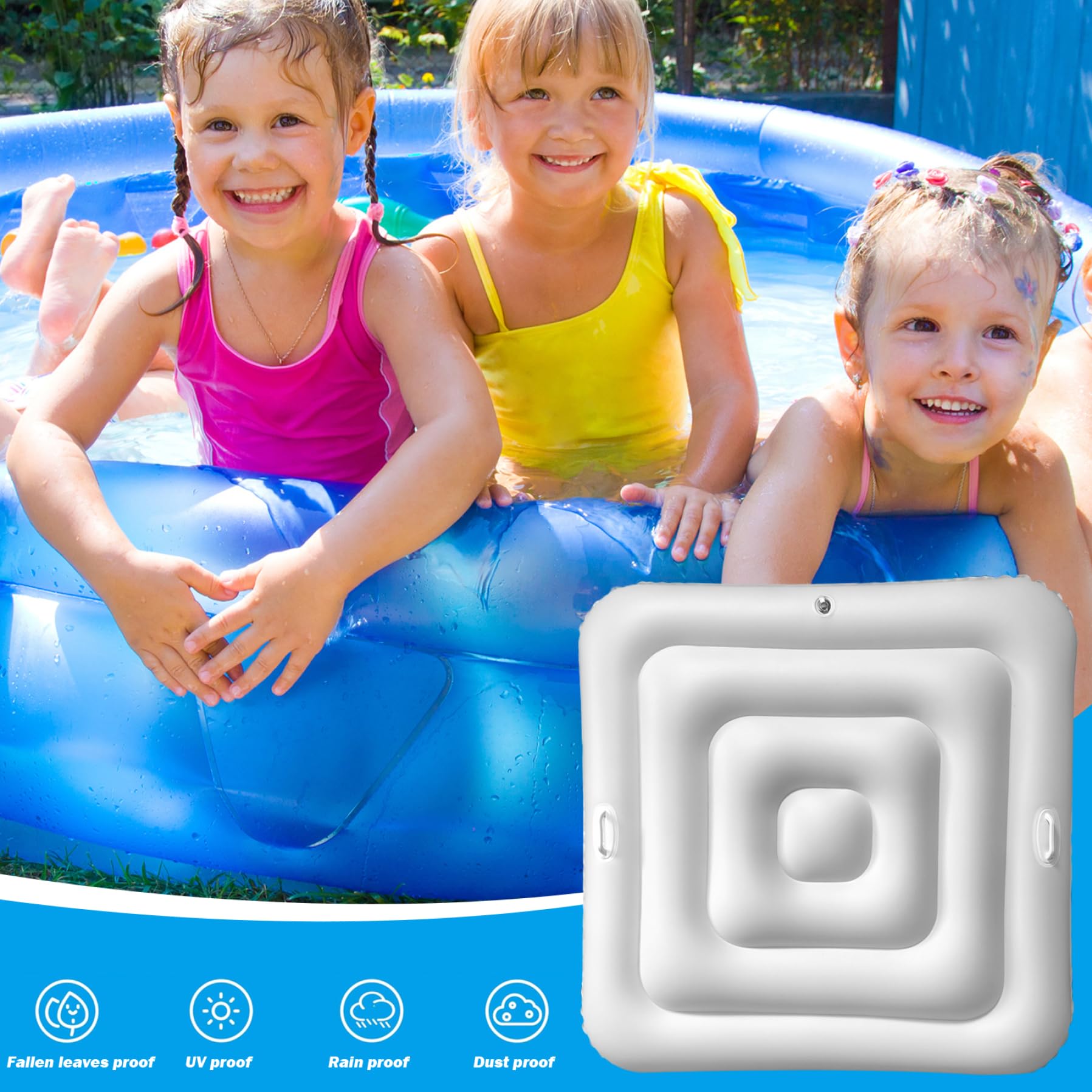 Couverture de Spa Gonflable carrée de 55 Pouces, Couverture Spa isolée en PVC avec poignée, Valve à dégagement Rapide, Protection Thermique Anti-Feuilles et Anti-Pluie pour terrasses g