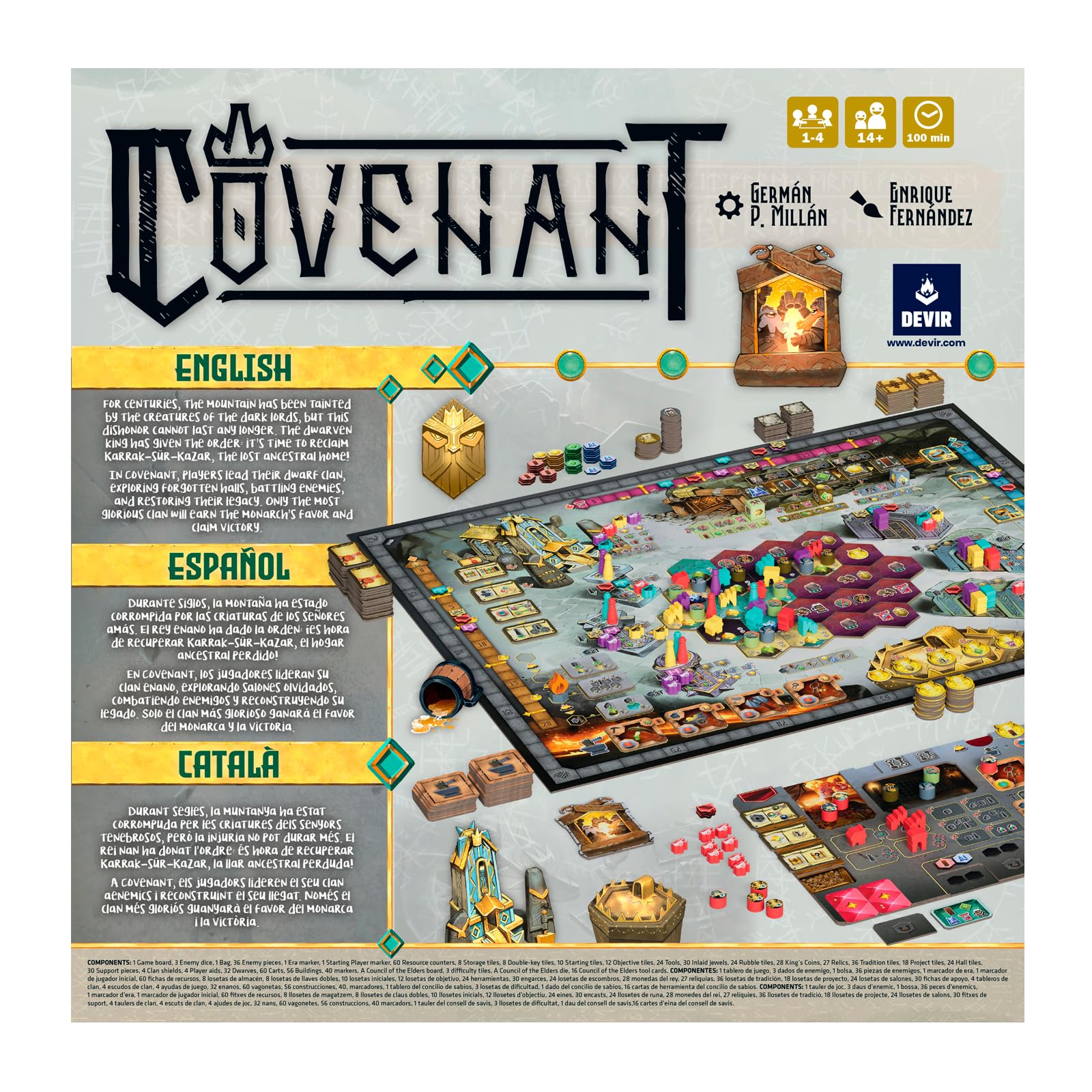 Devir - Covenant – Juego de Mesa de Estrategia Épica Enanos | Recupera la Montaña Sagrada | 1-4 Jugadores, 100 min, Autor de Bitoku y Sabika | Aventura Fantástica y Cooperativa (BGCOVSE)