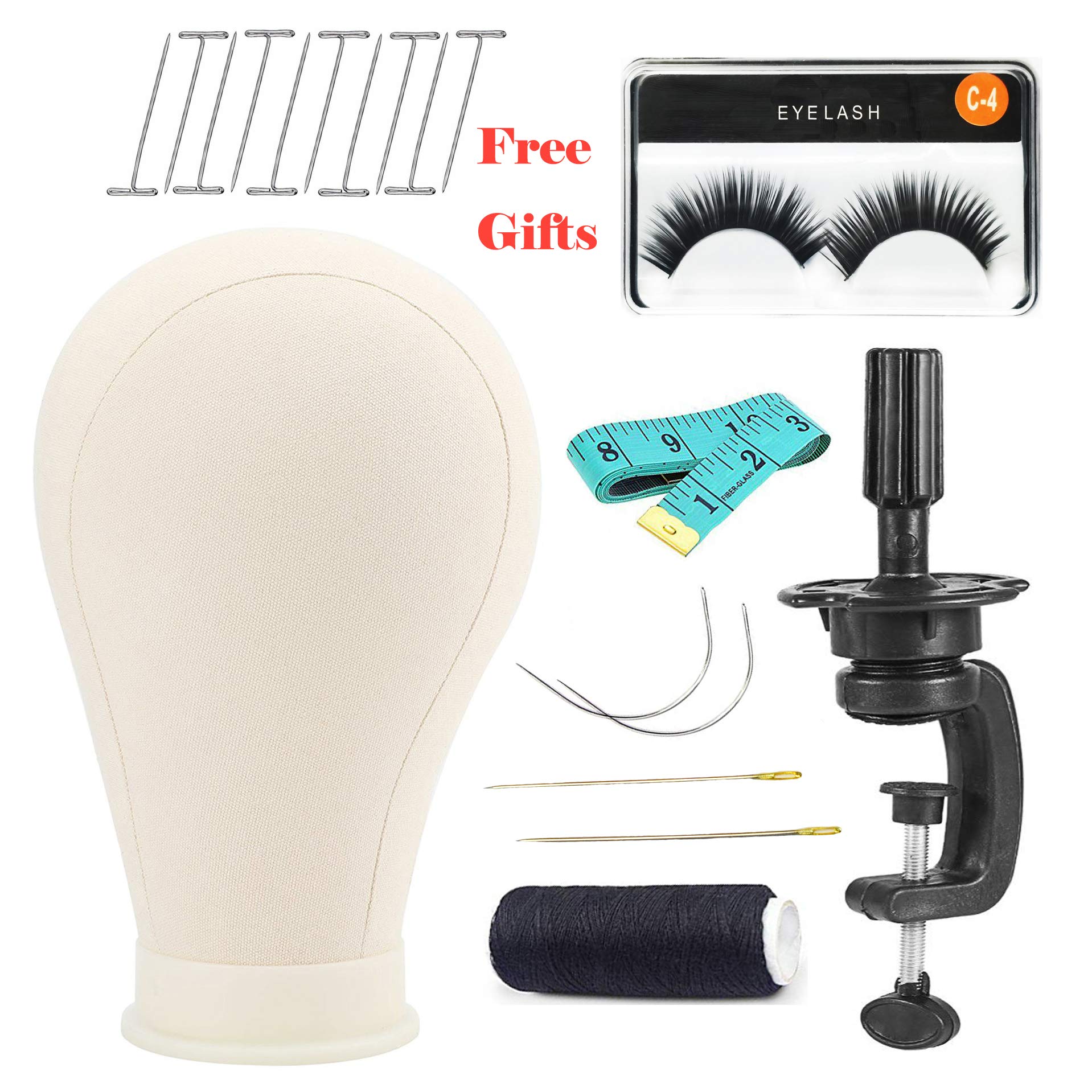 24" Professional Canvas Head Canvas Dome Head Block Mannequin Head Kits For DIY Wig making,closure,frontal making and holding Wigs,Hats or Display(24 INCH)