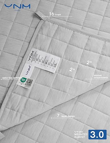 Miniatura 4 de YnM Manta con peso refrescante 100% nailon refrescantepolietileno con certificación Oeko-Tex, con cuentas de vidrio de primera calidad (ribete gris