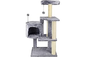 TINWEIUS Two-Tone Grey Cat Tree: A Fun and Functional Paradise for Indoor Cats