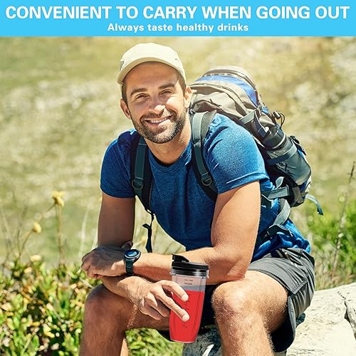 Miniatura 6 de Vaso de repuesto para licuadora Nutri Ninja de 24 oz con tapa para sorbo y sello para Ninja Auto iQ BL480 BL482 BL642 BL682 BL450 BN401 BN751 BN801