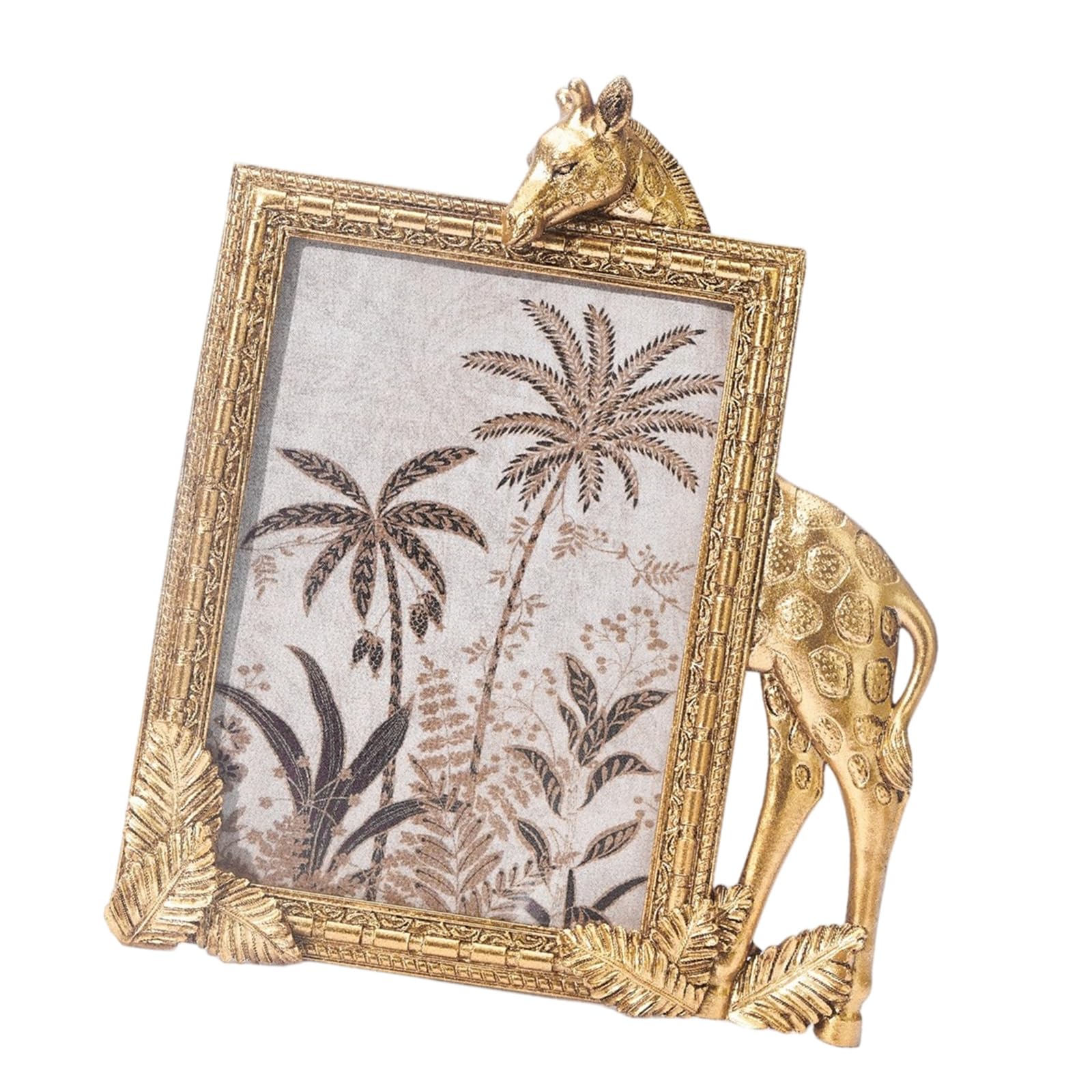 APGLSXY Wall Hanging or Tabletop Display Photo Frame with Carving Detail Resin Antique Golden Giraffe Sculpture Picture Holders Frame Golden Giraffe Sculpture Photo