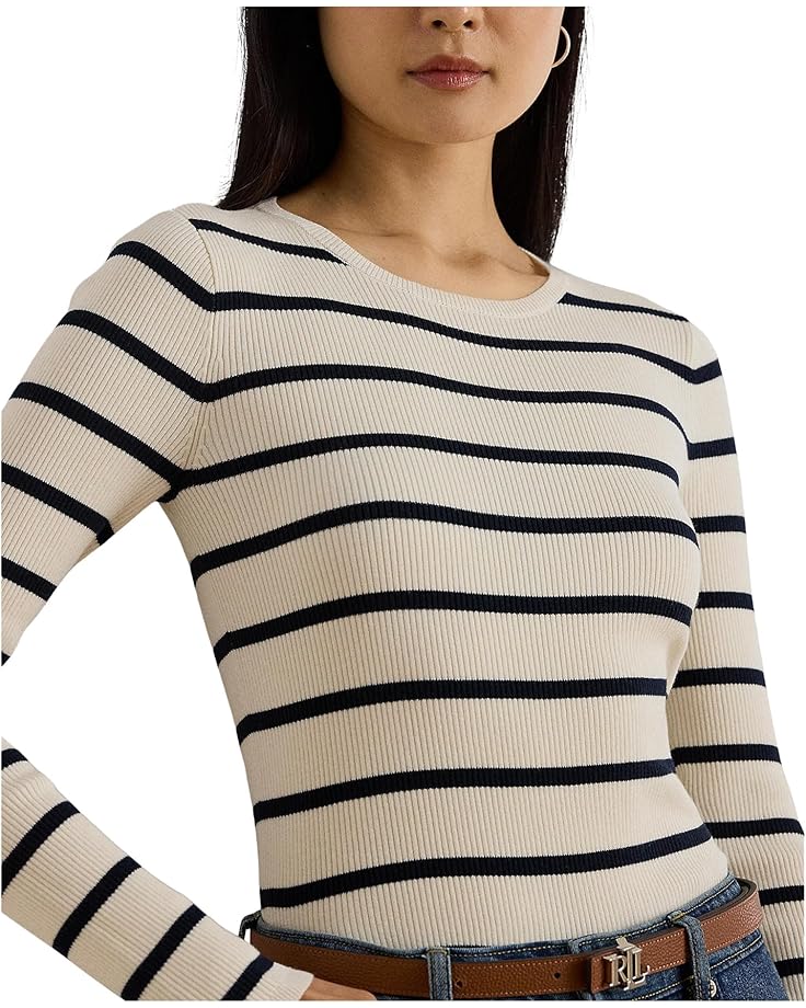Lauren Ralph Lauren Striped Rib-Knit Crew Neck Sweater - #3 of 3