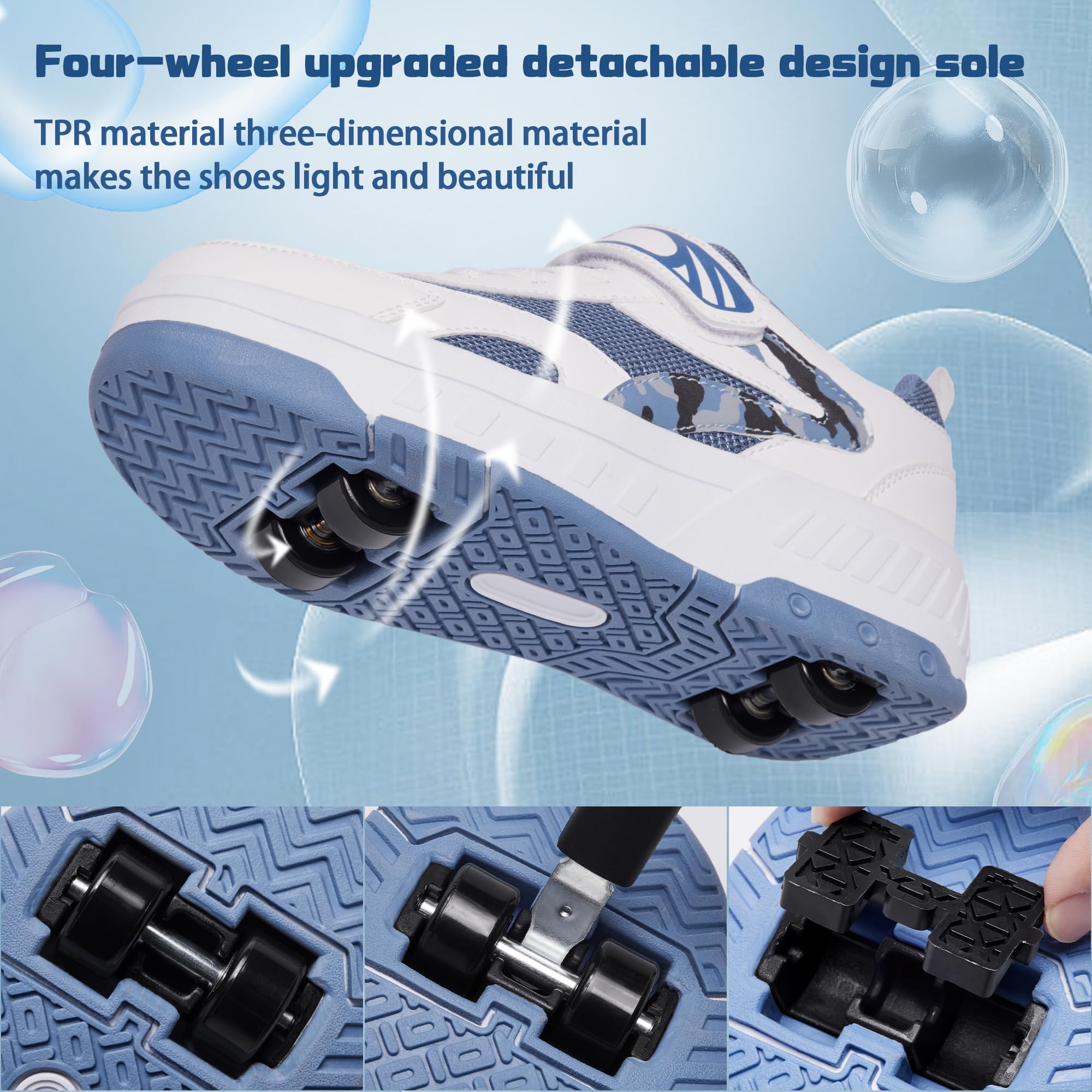 Chaussures à roulettes pour garçons et Filles, Patins à roulettes 2 en 1, Chaussures de Sport, Chaussures de Skateboard