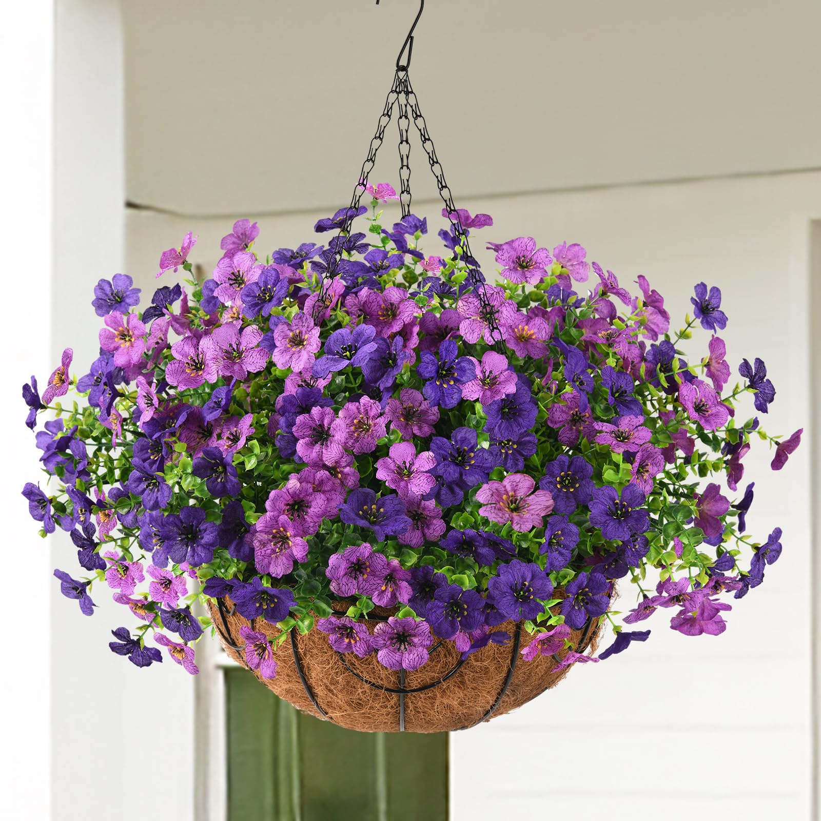 Homsunny Double Purple Daisy Hanging Basket