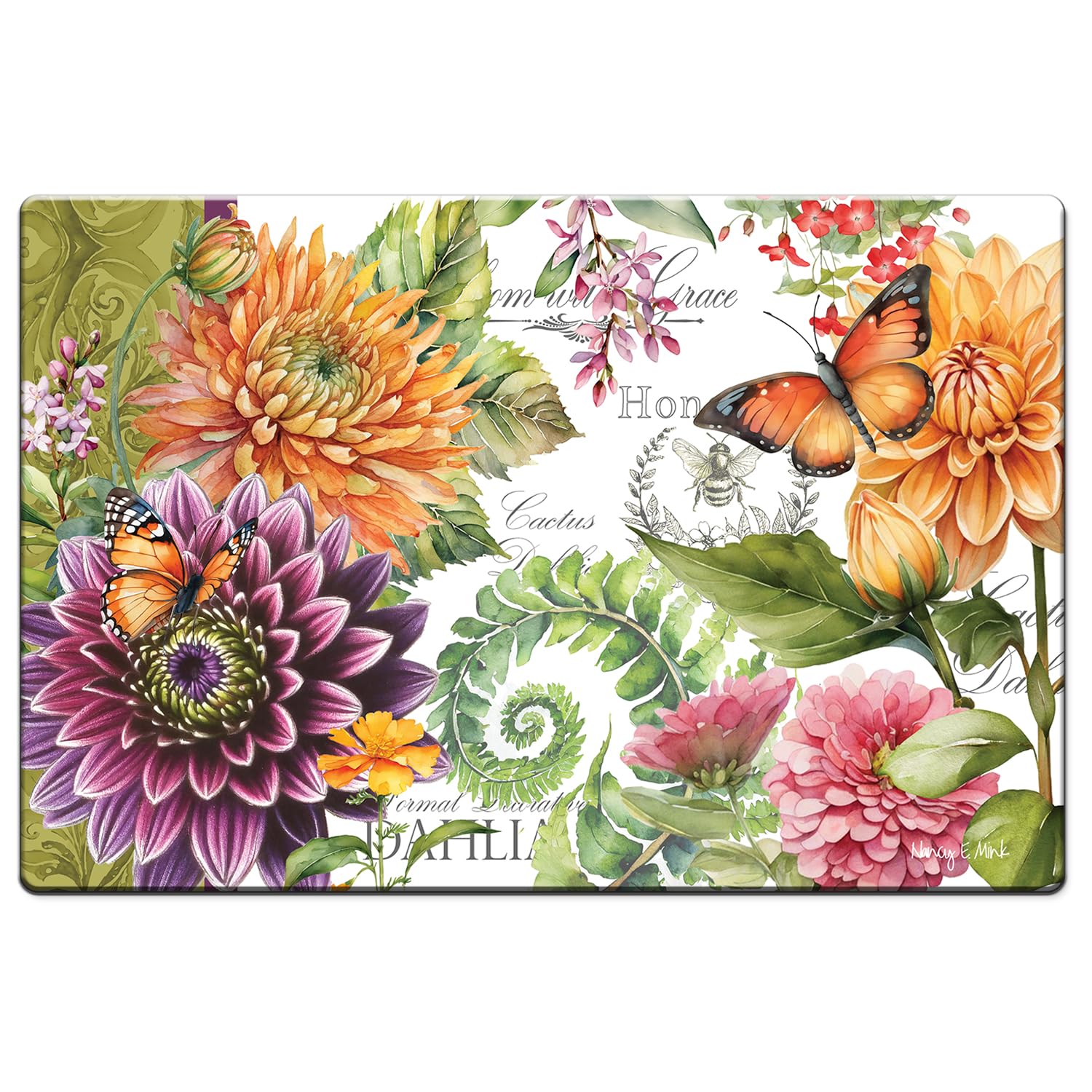 Highland Home Botanica 30” x 20” Decorative Vinyl Comfort Floor Mat Manufactured in The USA, Waterproof, Easy to Clean