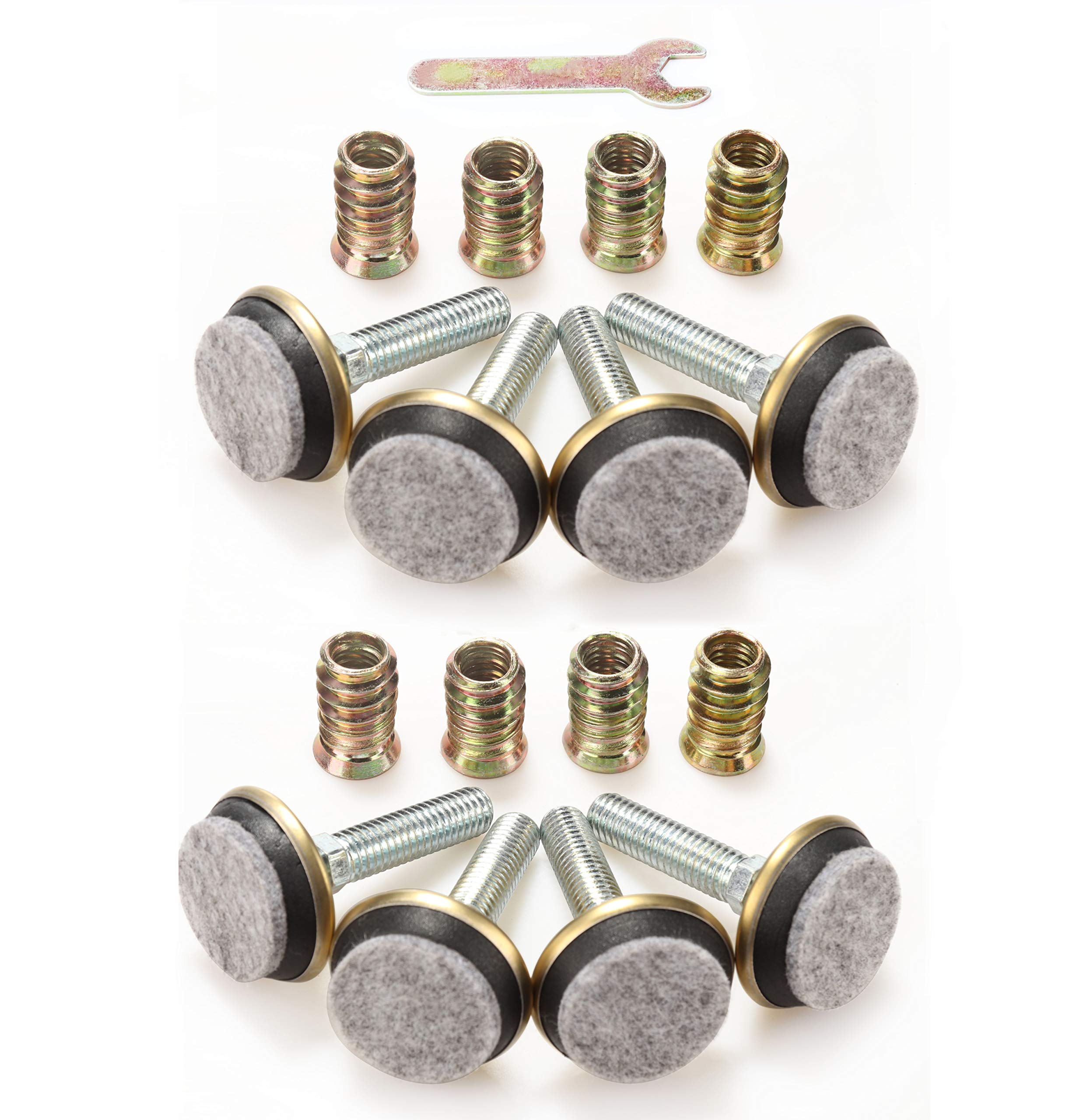 Swivel Furniture Levelers - Glide regolabile per tablet - Fully Threaded regolabile altezza 0,9" fino a 1,28"-1,35" Dia. Base, 3/8"-16 Thread (C-8PK)