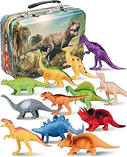 PLAYVIBE Dinosaur Toys - 12 Realistic 7-Inch Models, Multi-Color, Metal ...