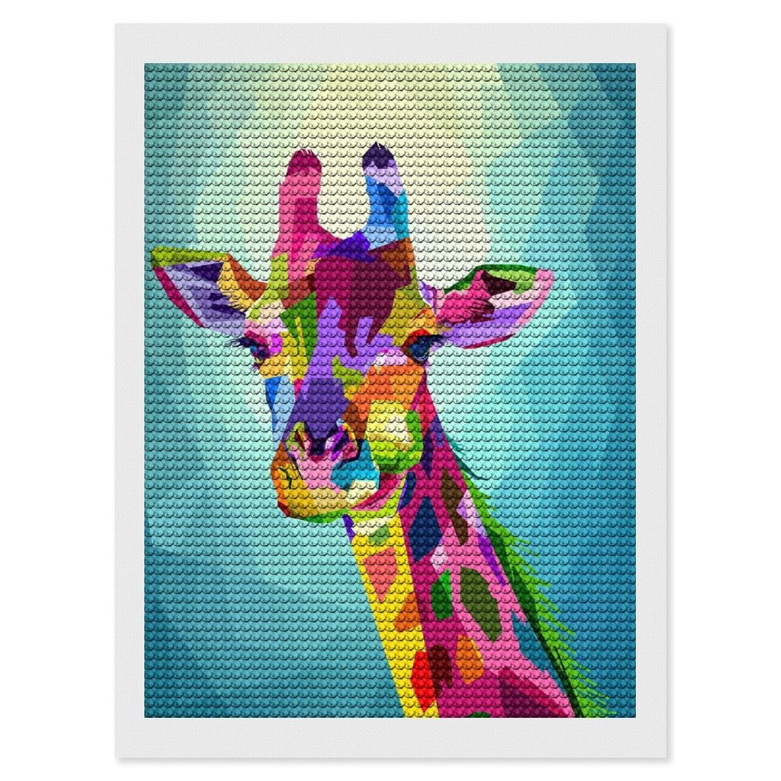 Junmoney Giraffe in Geometric Art Diamond Painting Kit 12"x16", Easy Handmade Project, Cosy Home Accent, for Craft Lovers, Holiday Gift Idea