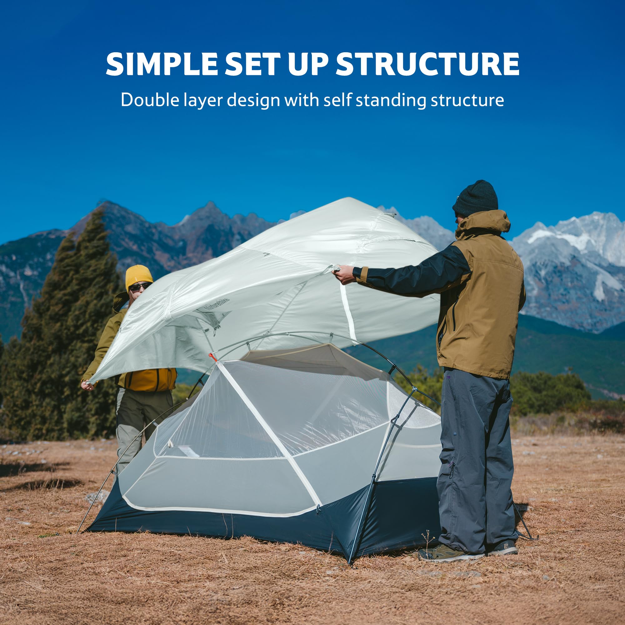 Naturehike Mongar UL Tenda Ultraleggera Antivento Impermeabile da Trekking Doppia Portatile 1/2 Persona 3-4 Stagione per Campeggio Escursionismo