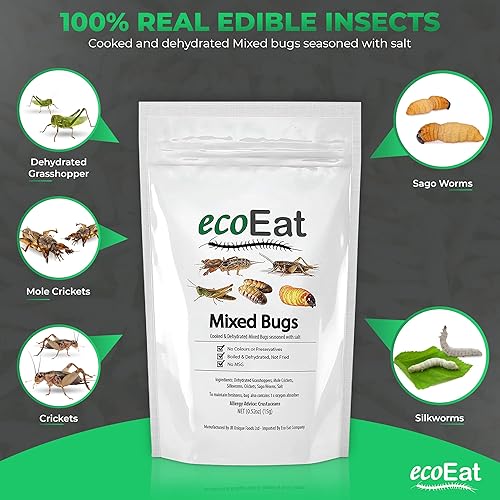 Miniatura 4 de ecoEat Insectos comestibles mixtos  Insectos comestibles comestibles deshidratados no fritos  insectos mixtos (saltamontes deshidratados, grillos