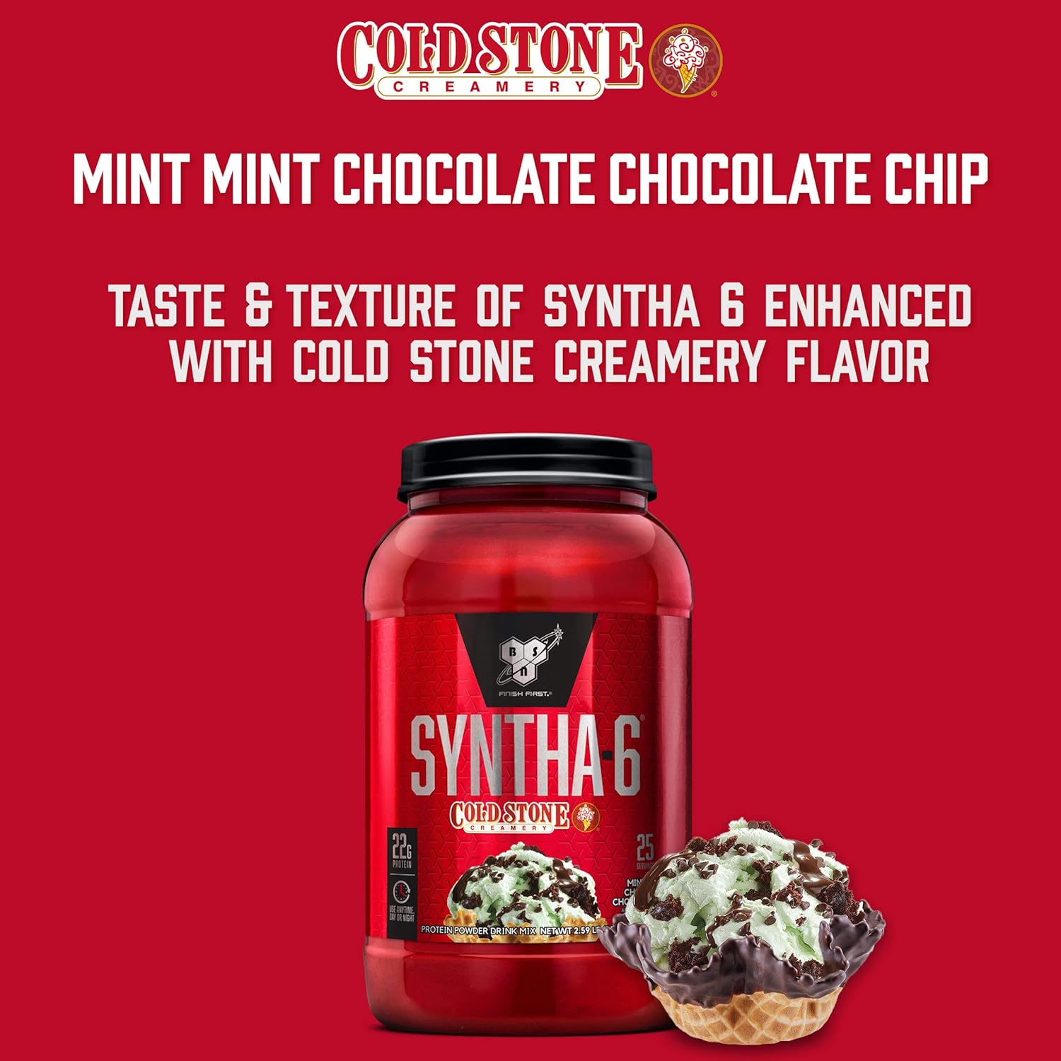 BSN Syntha-6 Whey Protein Powder, Cold Stone Creamery- Mint Mint Chocolate Chocolate Chip Flavor, Micellar Casein, Milk Protein Isolate Powder, 44 Servings : Everything Else
