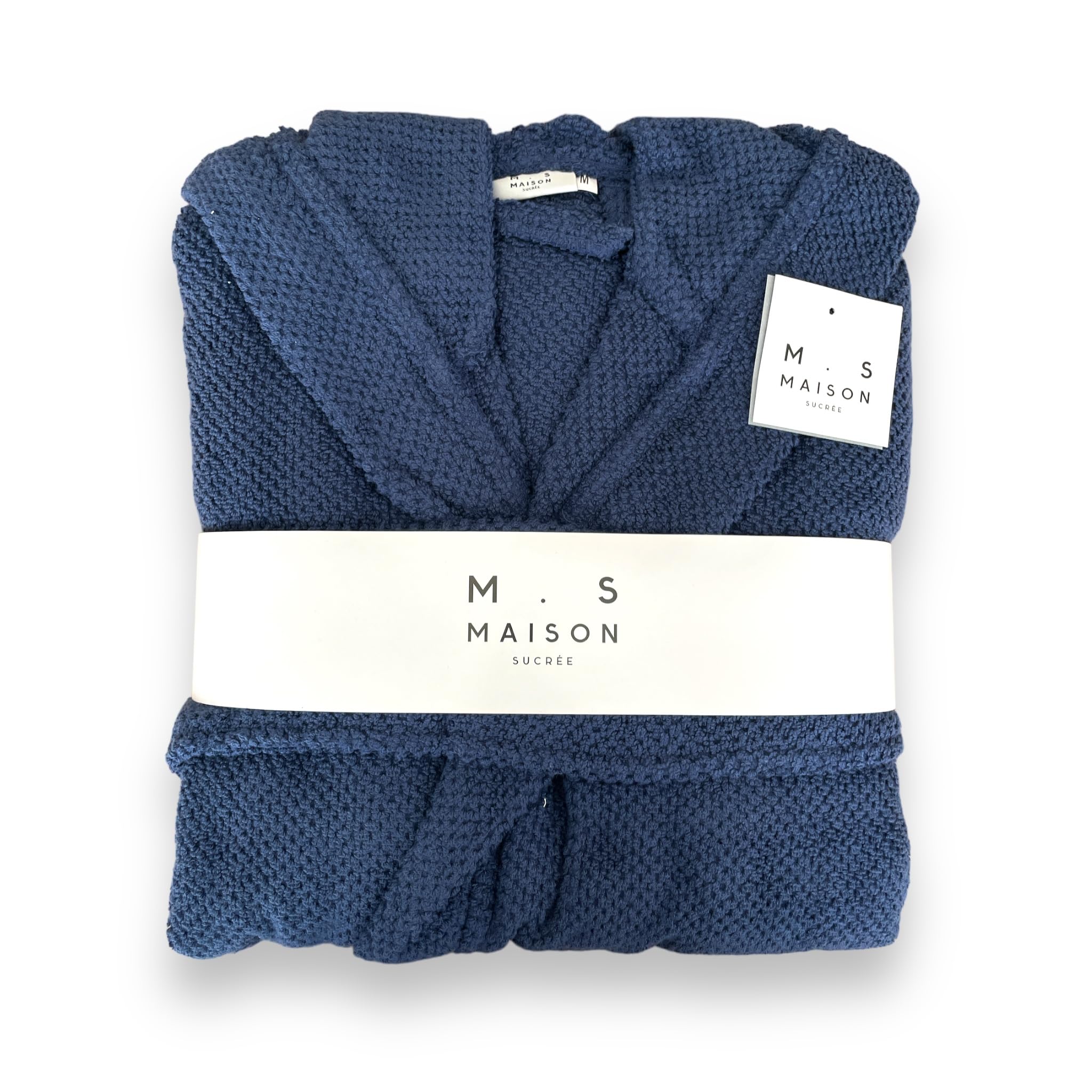 Accappatoio Spugna 100% Cotone Tinta Unita con Cappuccio Tasche e cintura 425 gr, Uomo Donna Unisex Art. Pepe Maison Sucrée (XL, 7-Blu Navy)