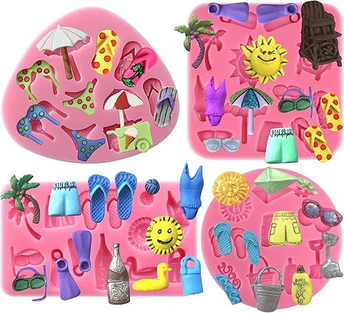 Molde de silicona para dulces de vacaciones en la playa para decoración de pasteles, arcilla, manualidades
