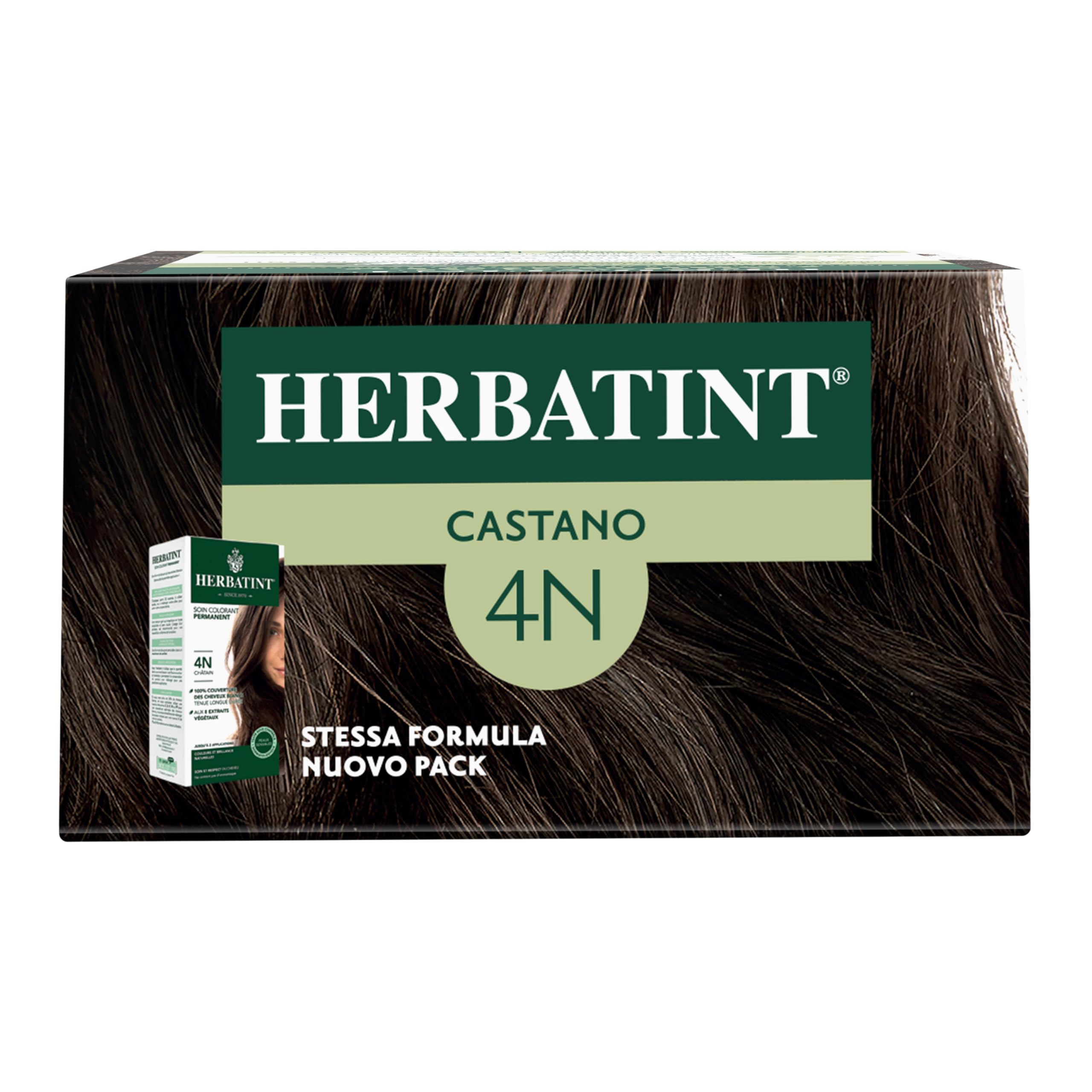 Herbatint Gel Colorante Permanente per Capelli 4N Castano - 170 ml | Senza Ammoniaca, 100% Copertura Capelli Bianchi | per Pelli Sensibili, con 8 Estratti Naturali Bio