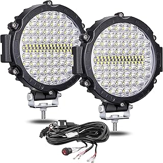 Round LED Off Road Lights, 7 Inch LED Pods with Wiring Harness, Truck Offroad Driving 120W 12000lm Tractor LED Work Lights, Auxiliary Fog Lights Golf Cart ATV UTV 12V 24V Combo Beam