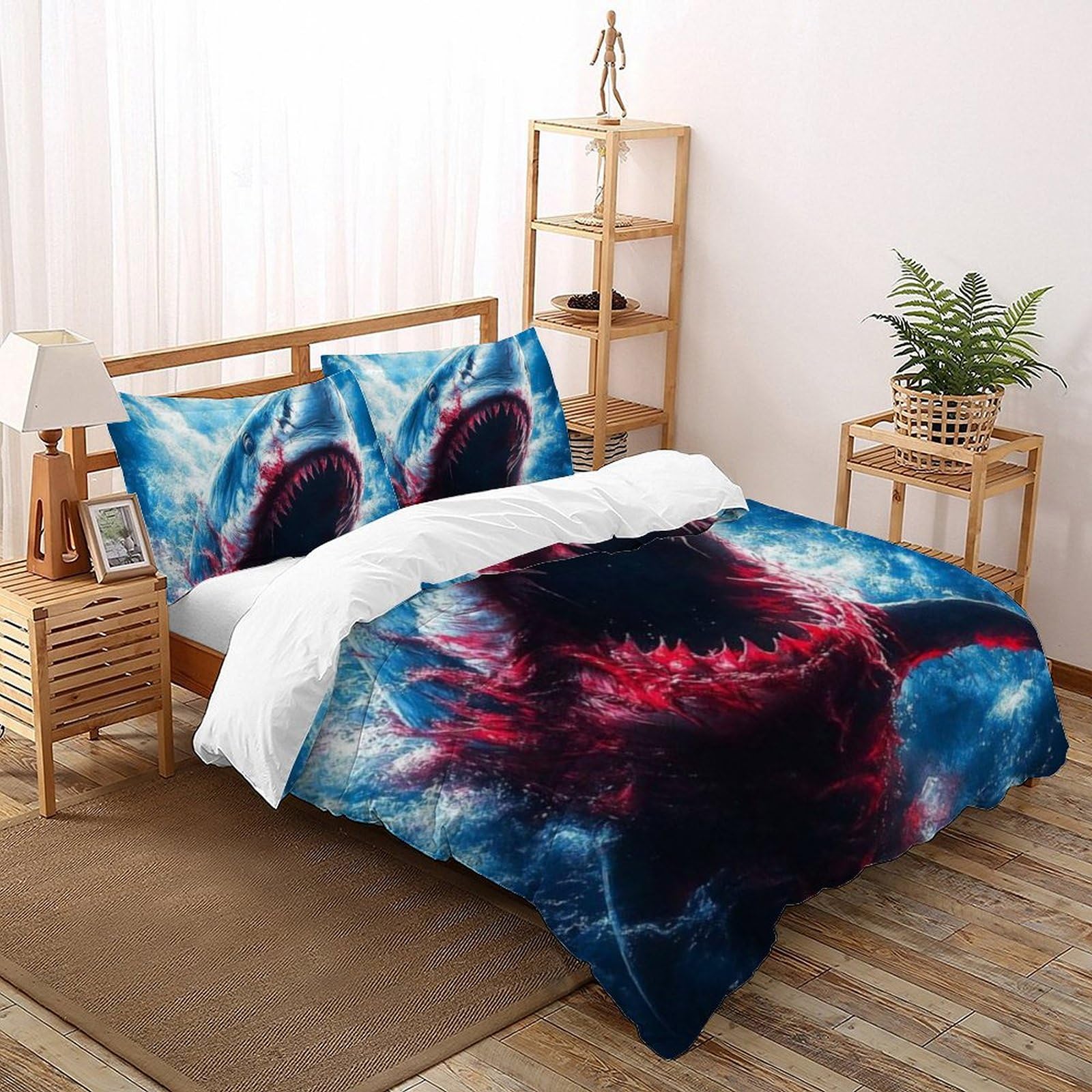 Housse de couette requin imprimé 3D pour décorer la chambre d'un garçon