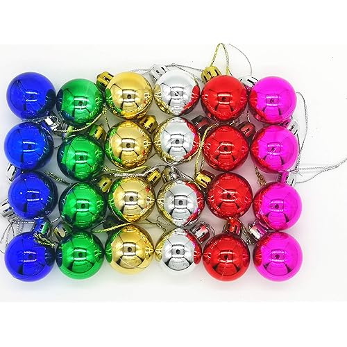 24 Pack Christmas Balls Ornaments Mini Shatterproof Ball for Christmas Tree Decorations 1.2 Inch (Multicolor)