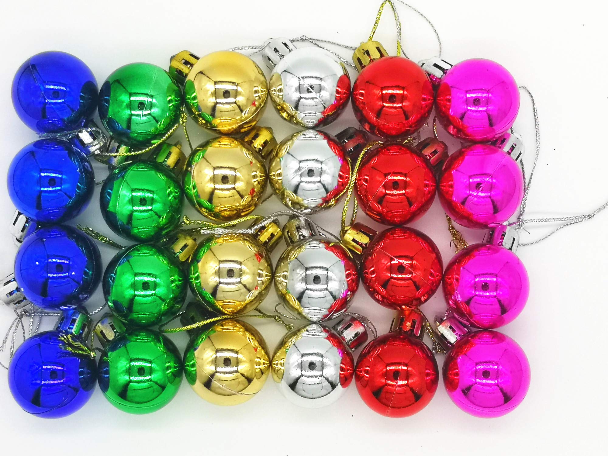Sweetfamily Multicolor 24 Pack Christmas Balls Ornaments Mini Shatterproof Ball For Christmas Tree Decorations 1.2 Inch (Multicolor)