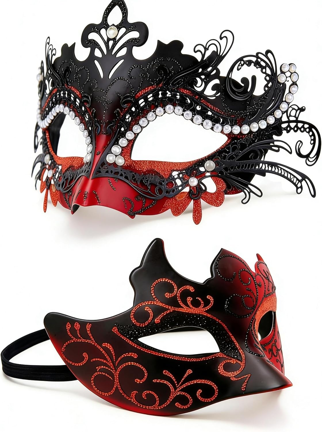 Couples' Masquerade Masks,Venice Painted Masks Halloween Parties Metal Plastic Lace Carnival Goggles