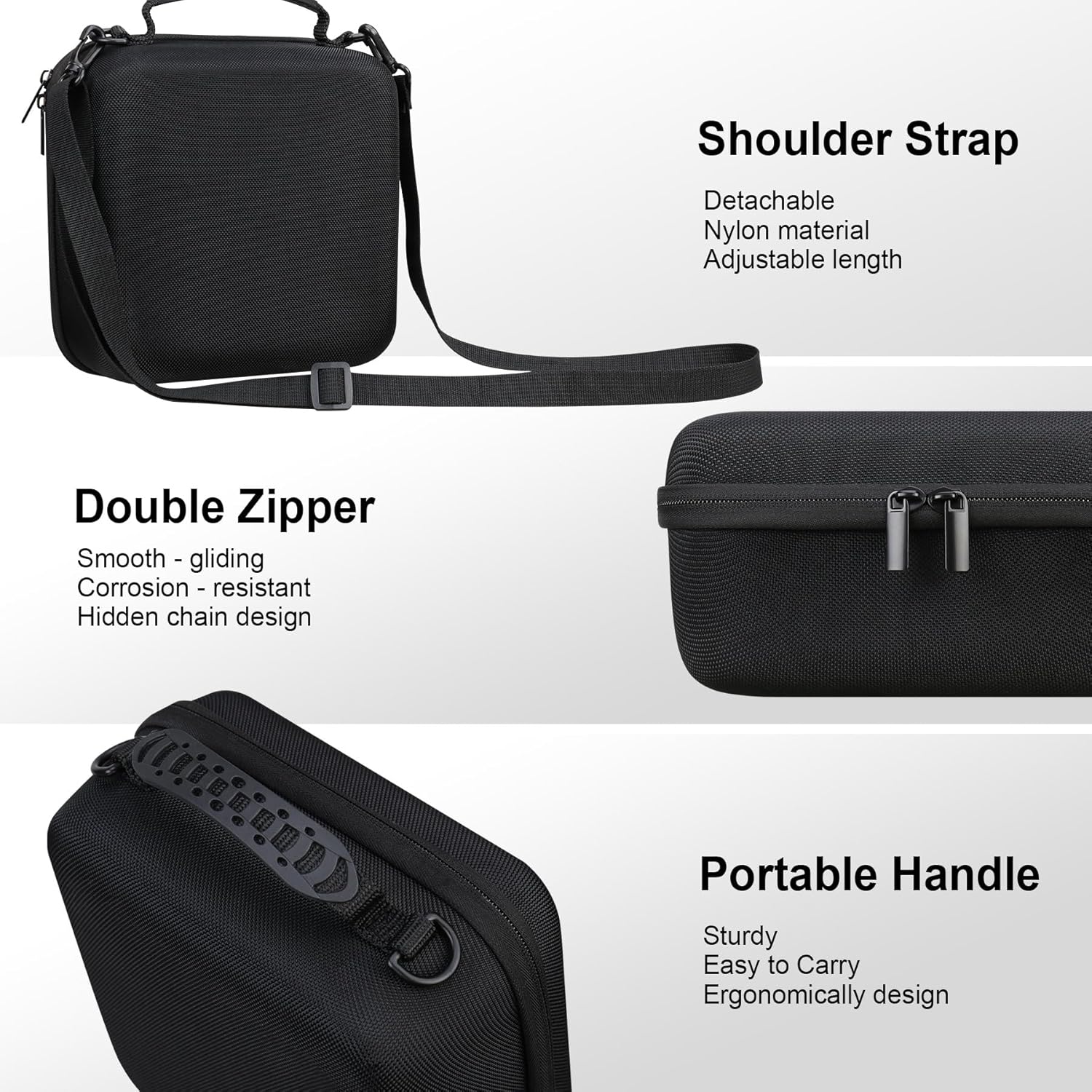 RAIALL Camera Case for Canon EOS Rebel T7/ R50/ R50V/ R100/ R5/ R6 Mark II/ R7/ R8/ R10/RP/T6/ Sony/Nikon D7500 Camera, Hard Carrying Case Protective Travel Bag Fits Lens, Tripod, Batteries, Black - Image 6