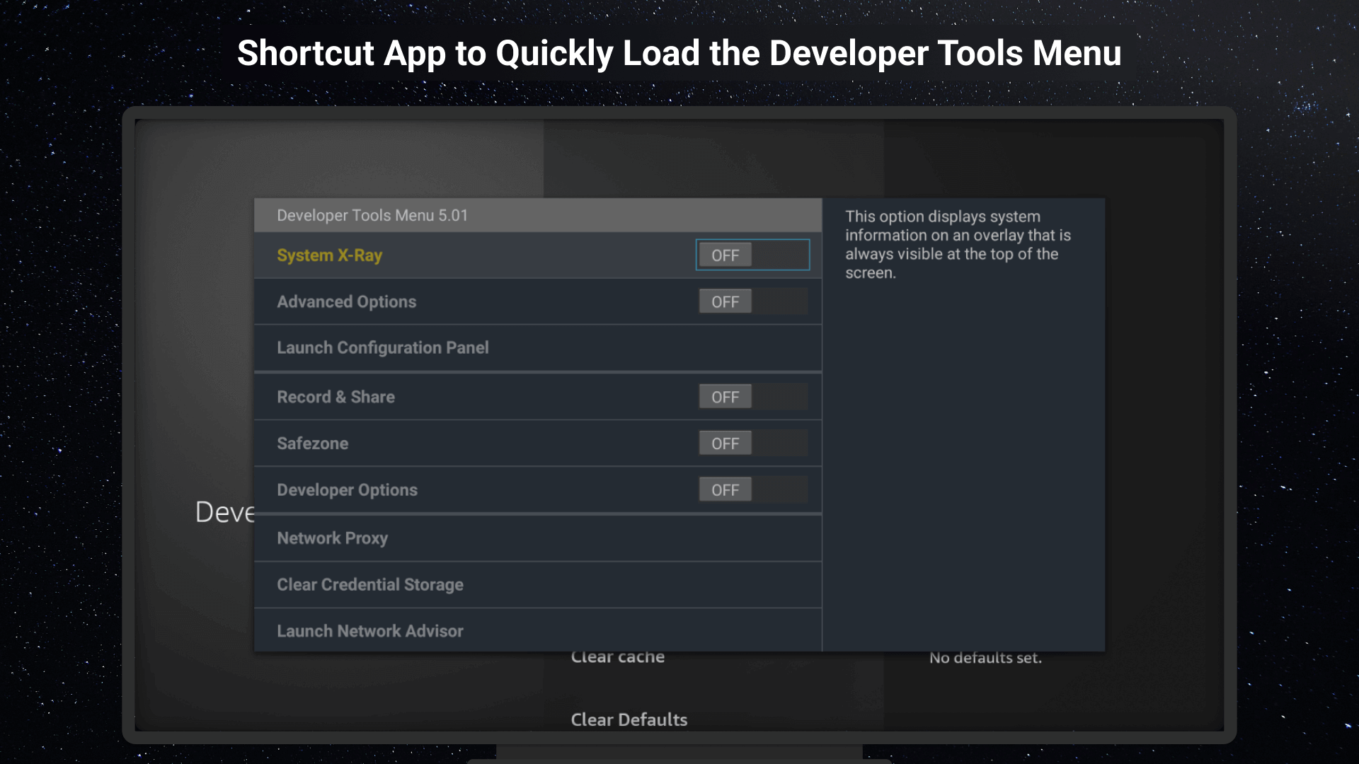 Quick Access Developer Tools for Fire TV