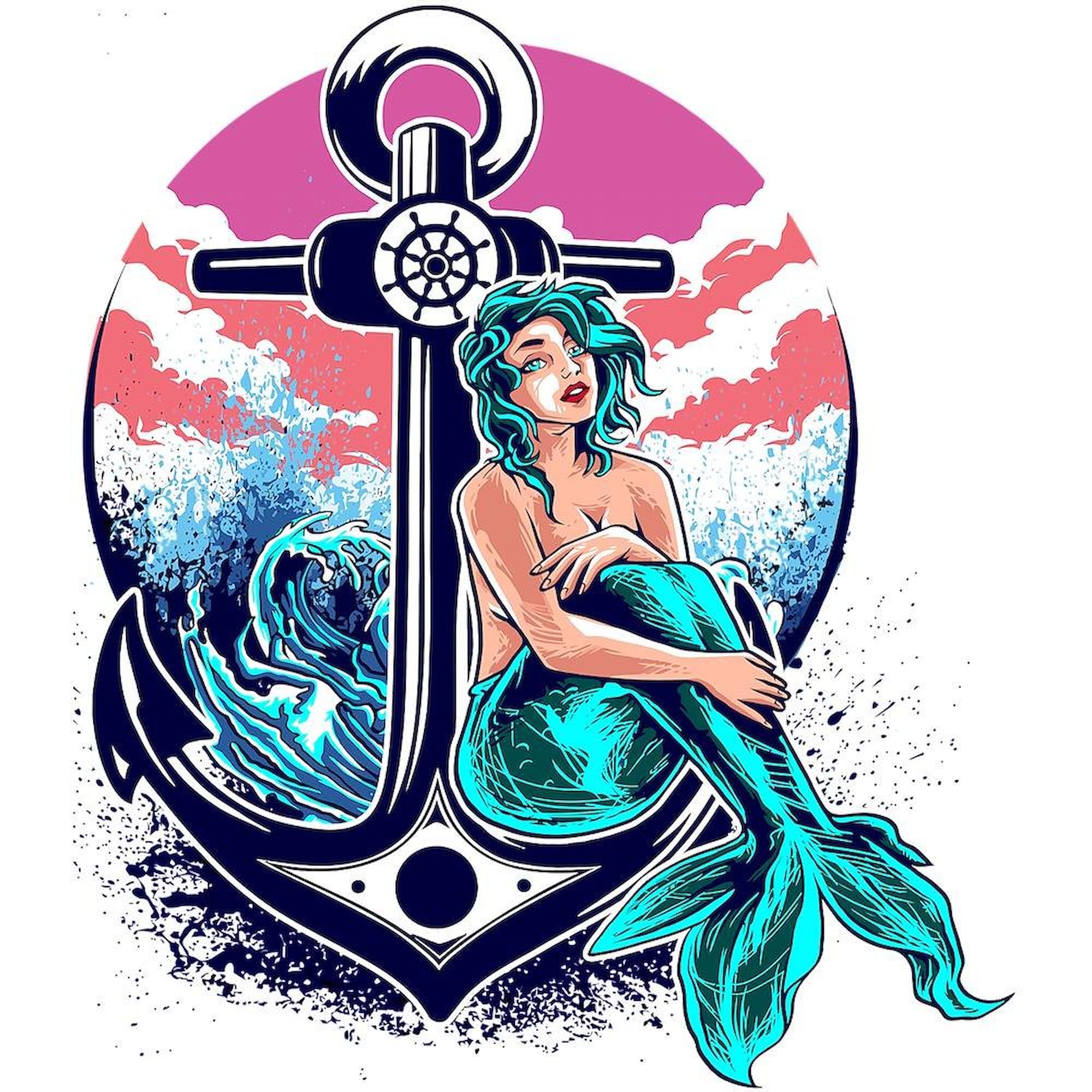 CafePress Vintage Mermaid Anchor Illustrati Twin Duvet Cover, Printed Comforter Cover, Unique Bedding,