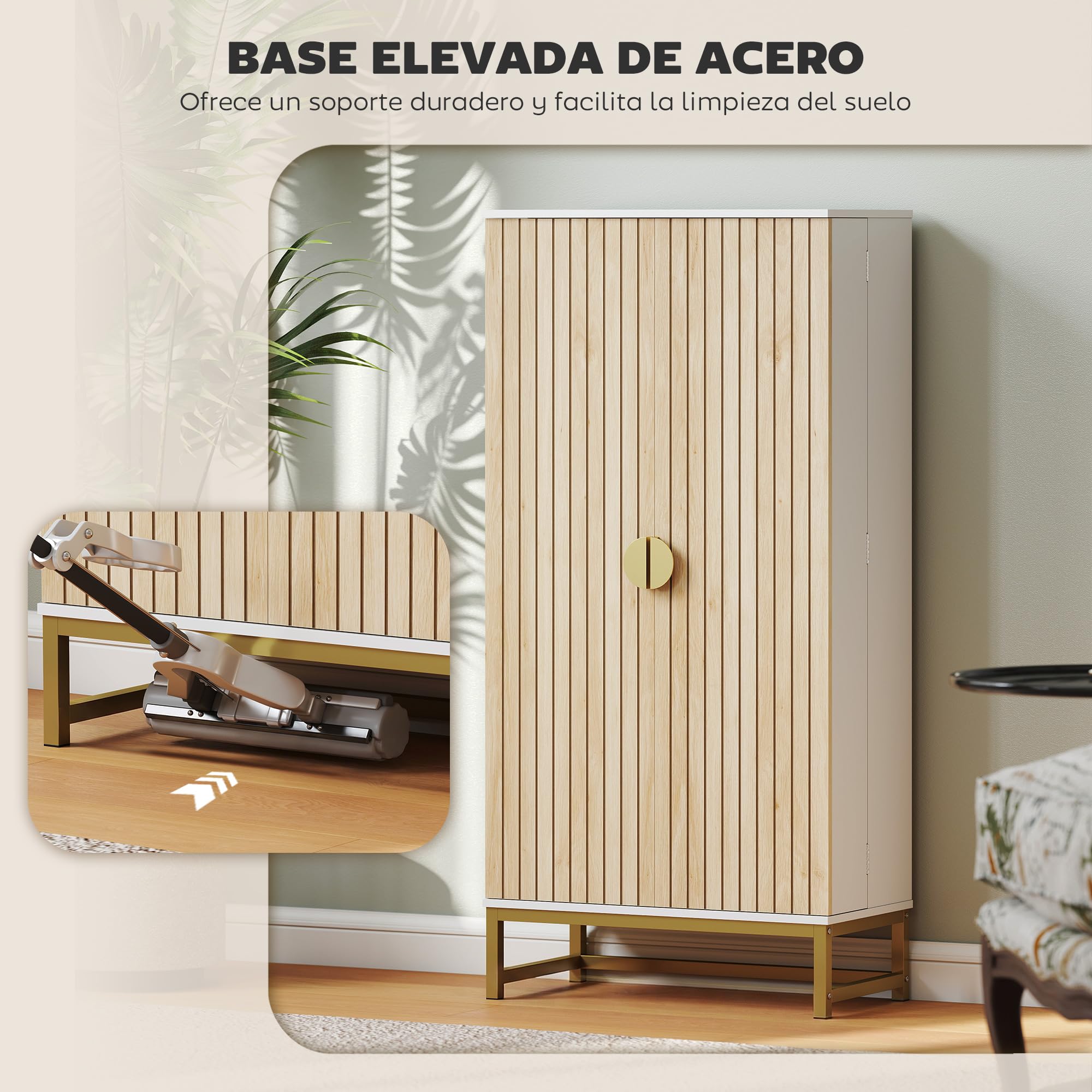 HOMCOM Armario de Cocina, Armario Despensa Cocina, con 2 Puertas con 12 Estantes, Alacena Moderna, con 5 Estantes Ajustables, Base de Acero, para Comedor, Salón, 58x29x119,5 cm, Blanco