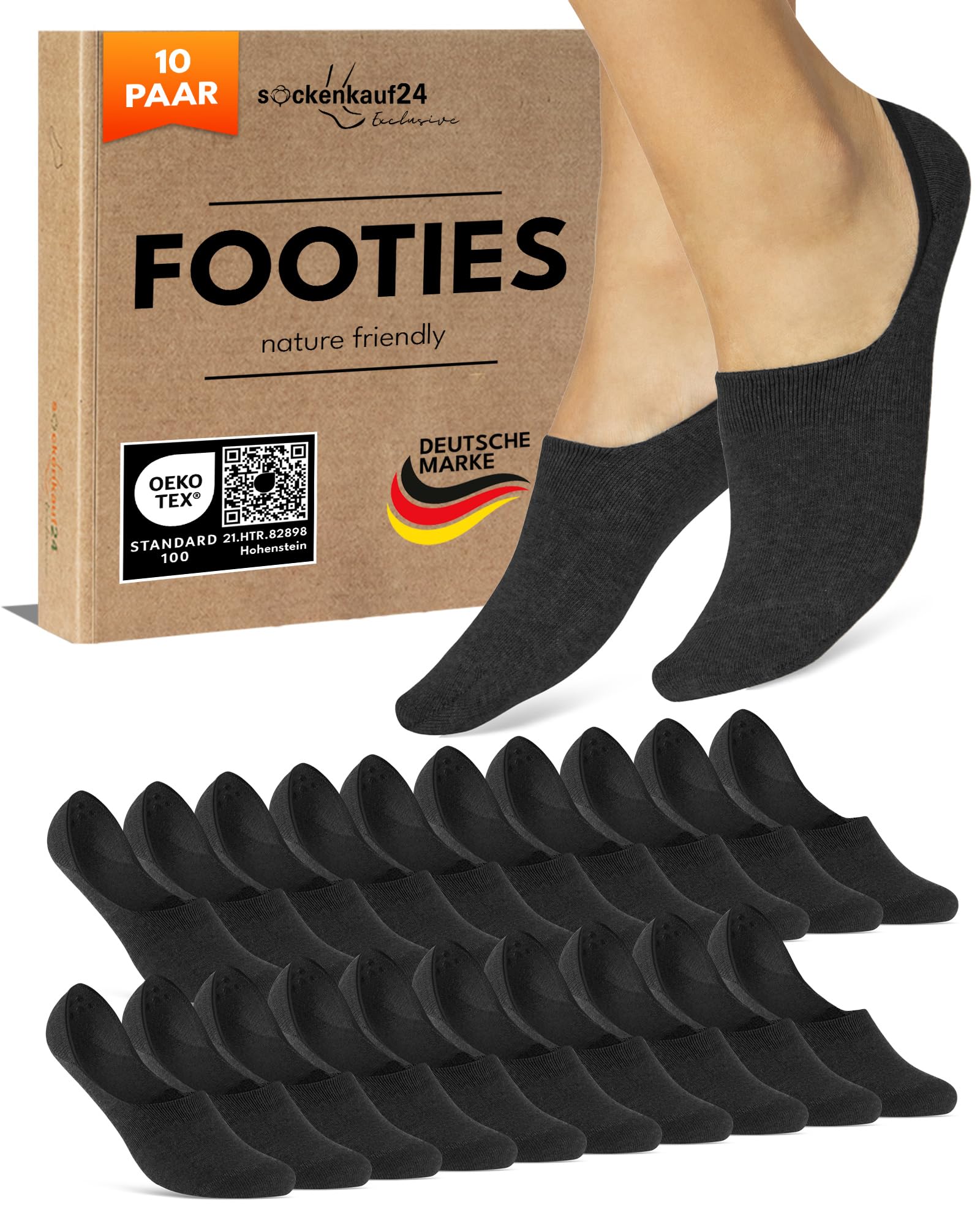 sockenkauf24 10 Paar Füßlinge Damen Herren Unsichtbare Sneaker Socken Atmungsaktiv Baumwolle