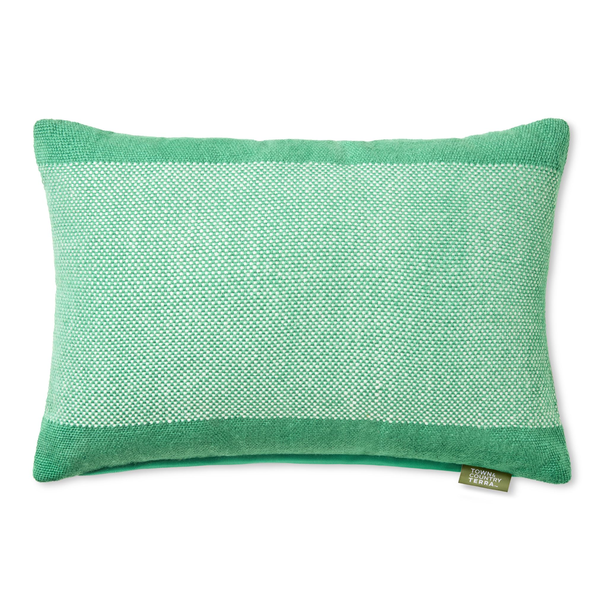 TOWN & COUNTRY TERRA Alara Solid Border Handcrafted Indoor Outdoor Decorative Pillow, 100% Recycled Materials, UV Fade Resistant, Water Repellent,