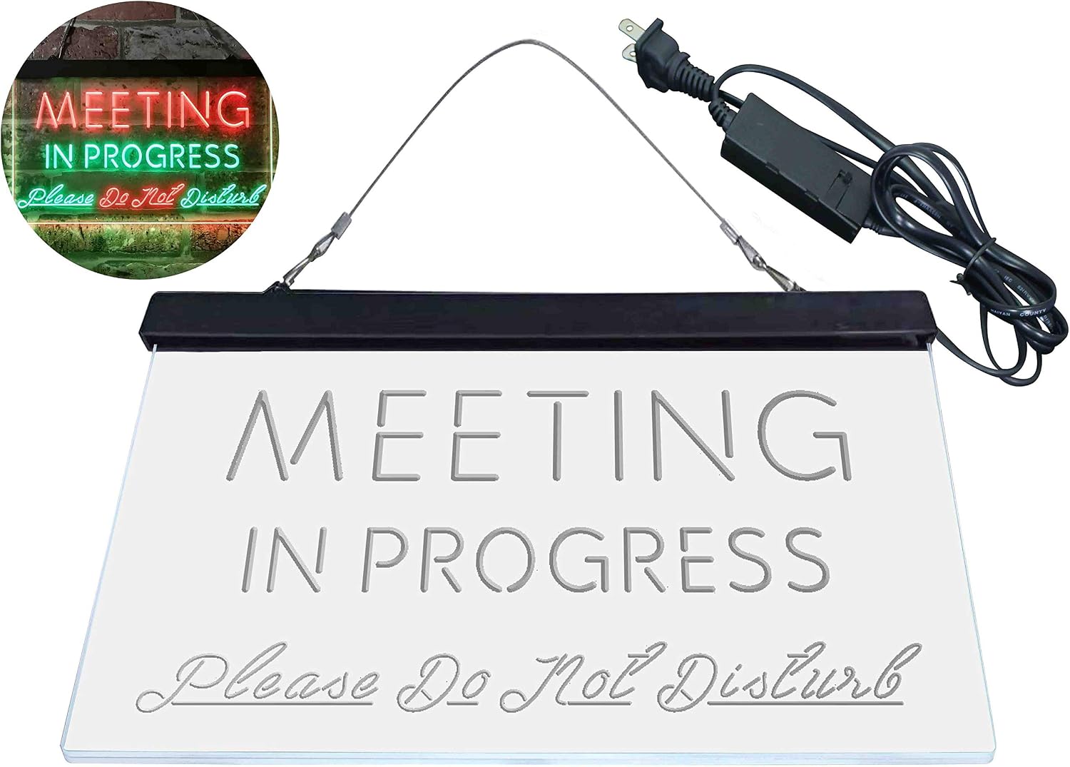 ADVPRO Meeting in Progress DND Display Dual Color LED Neon Sign Green & Red 16 x 12 Inches st6s43-i3614-gr