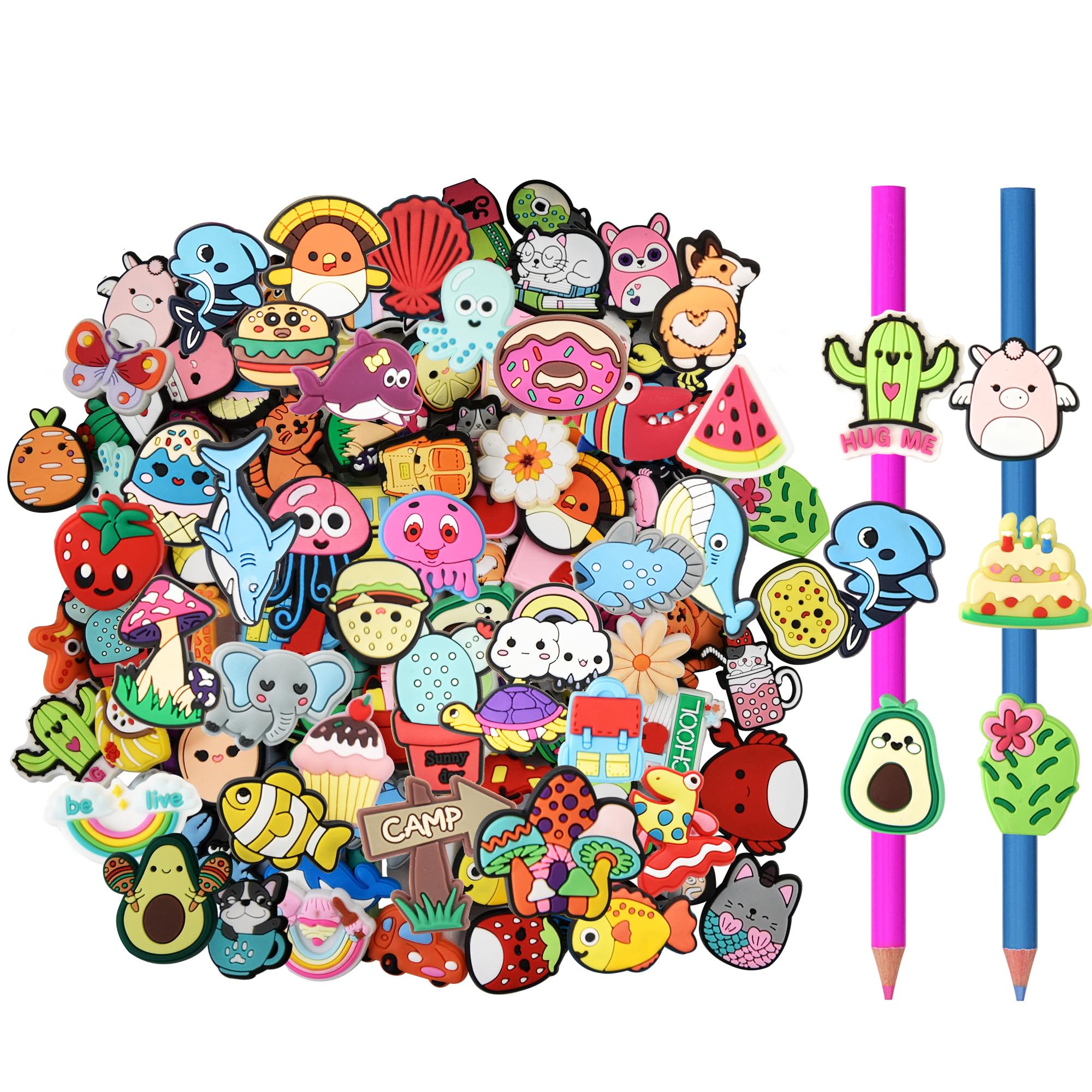 Kaiyuan Dynasty 50pcs Pencil Topper Decorations Random Cute Pencil Topper For Kids Lovely Pencil Clips For Classroom Reward Students School Prize Easter Egg Fillers